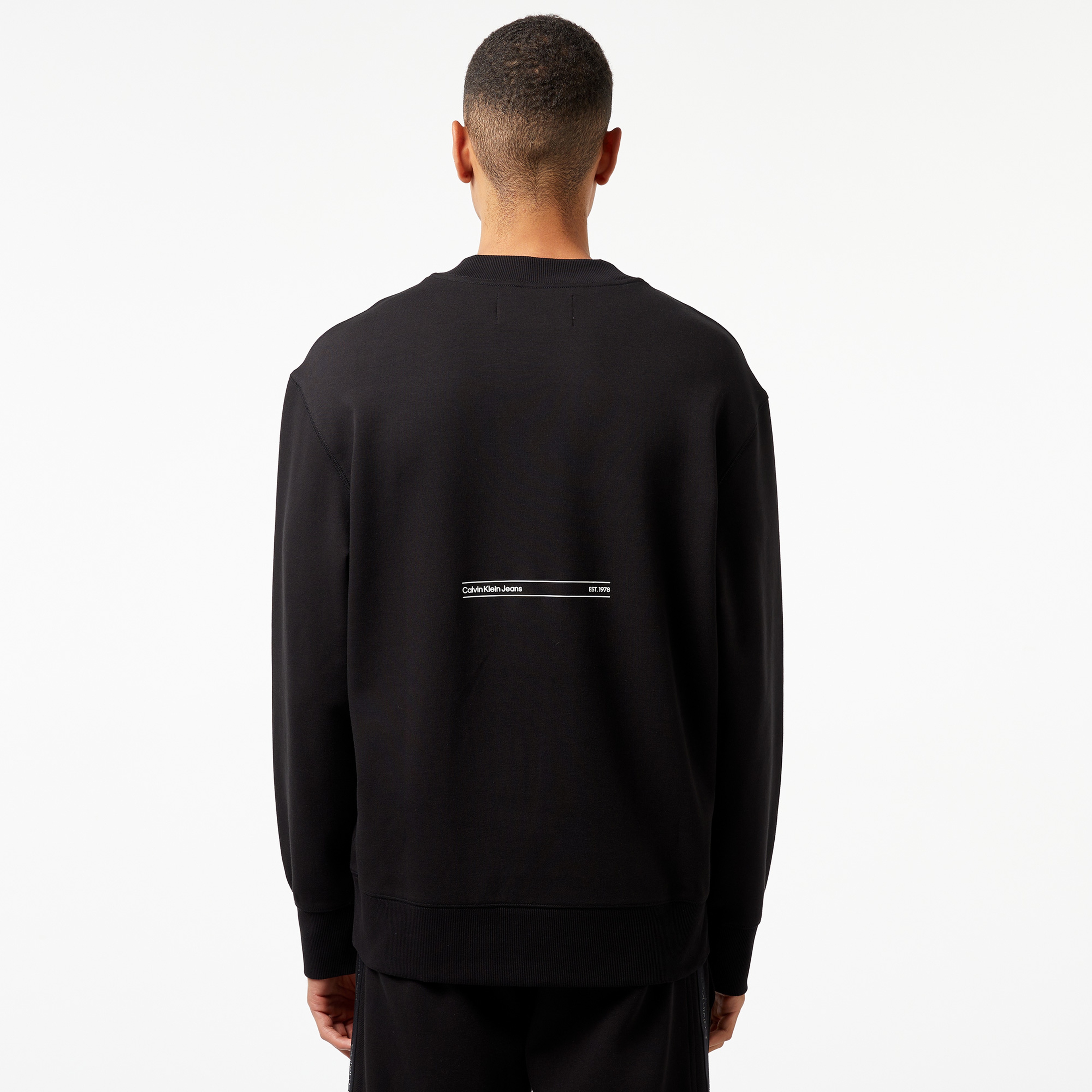 Calvin Klein Jeans Embossed Euphoric Floral Crew Erkek Siyah Sweatshirt