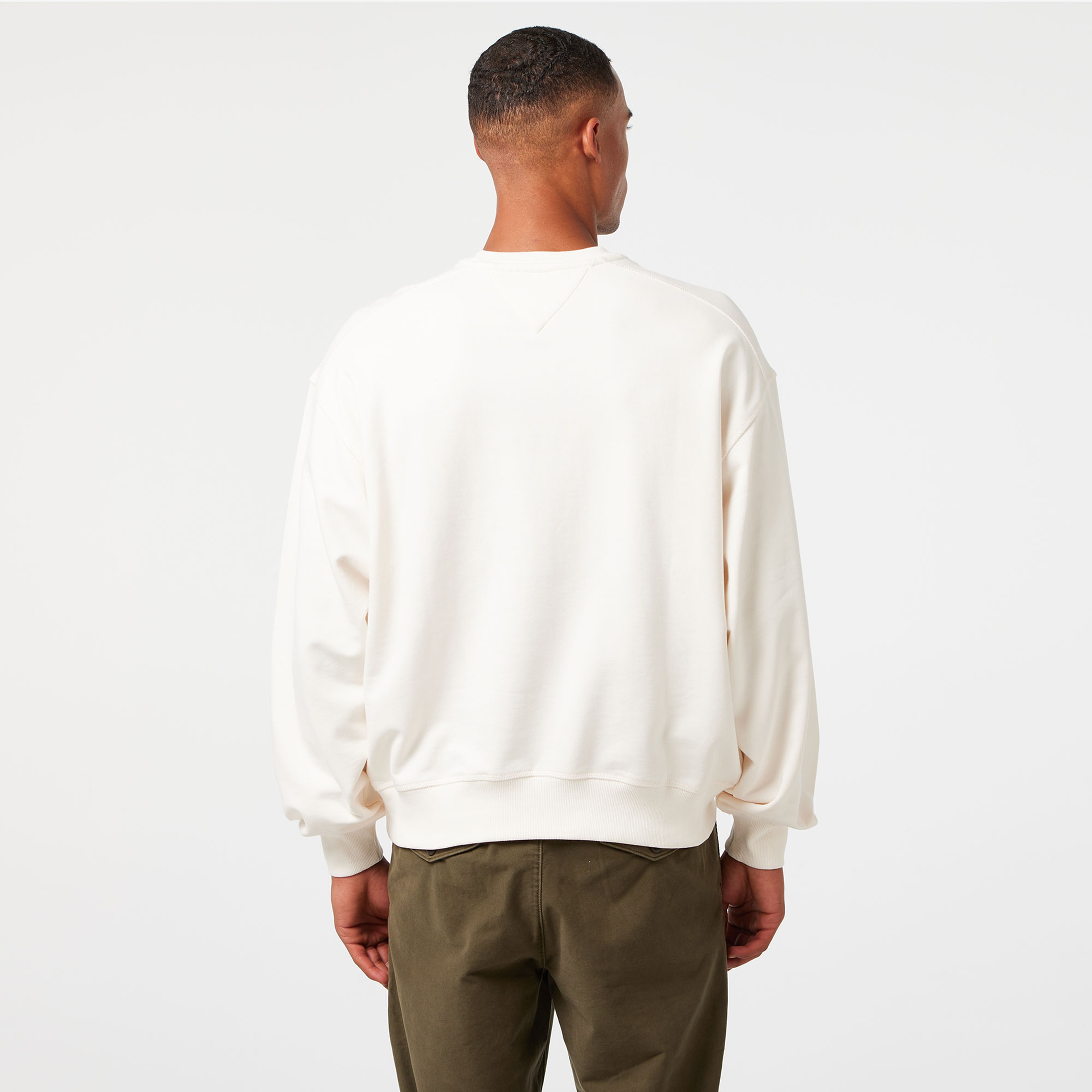 Tommy Hilfiger Jeans Bxy Luxe Crew Erkek Beyaz Sweatshirt