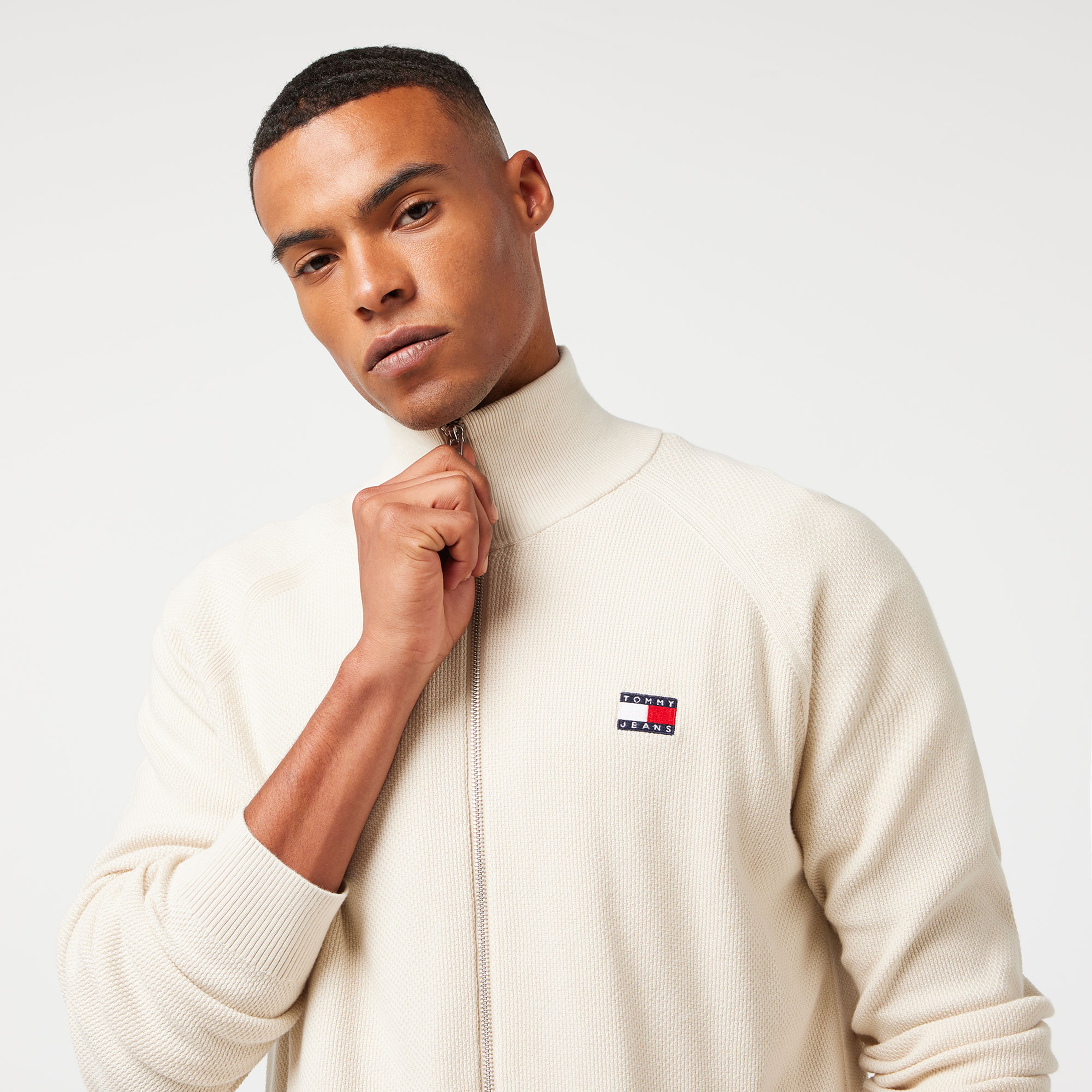 Tommy Hilfiger Jeans Zıptru Hı Neck Erkek Bej Hırka