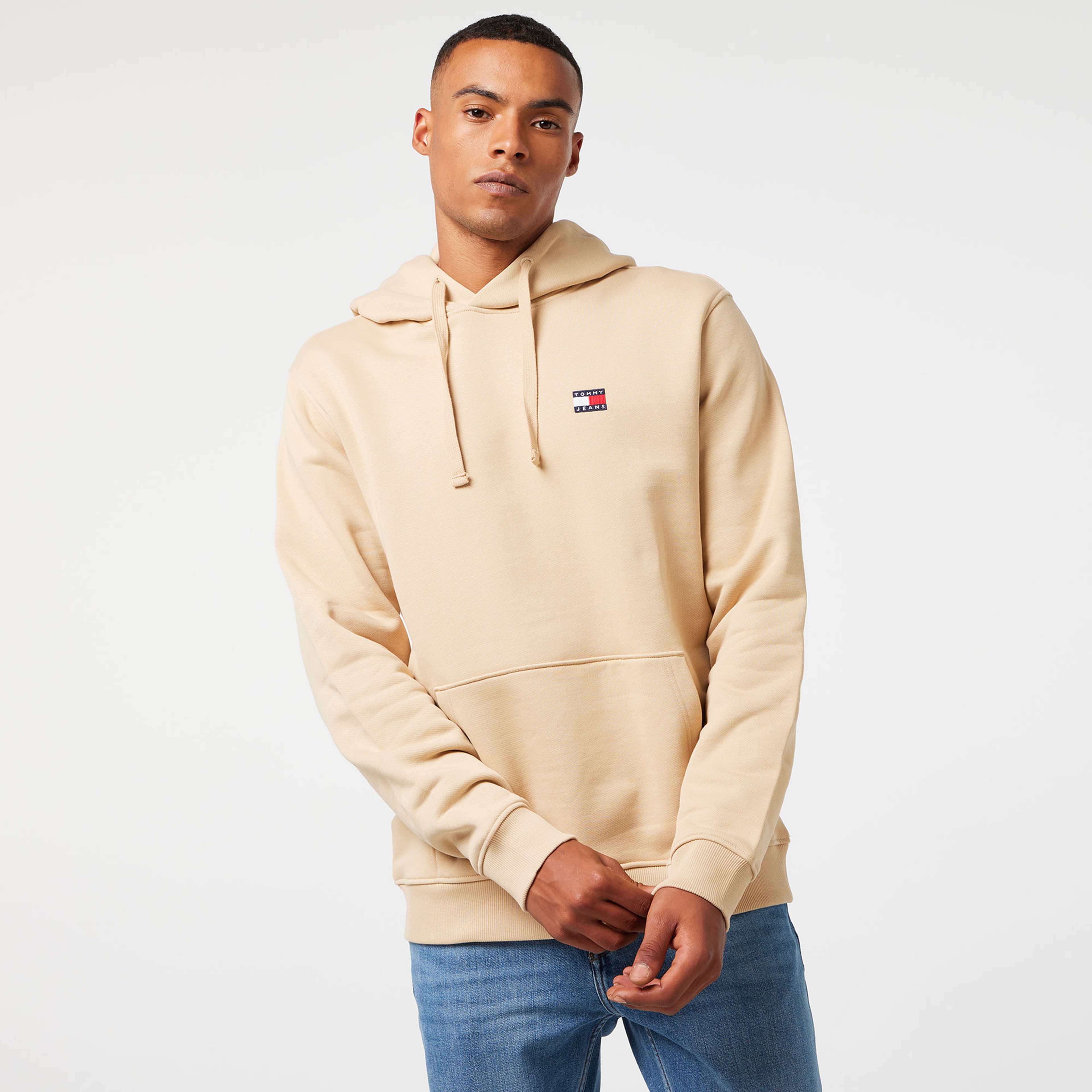 Tommy Hilfiger Jeans Badge Erkek Bej Hoodie