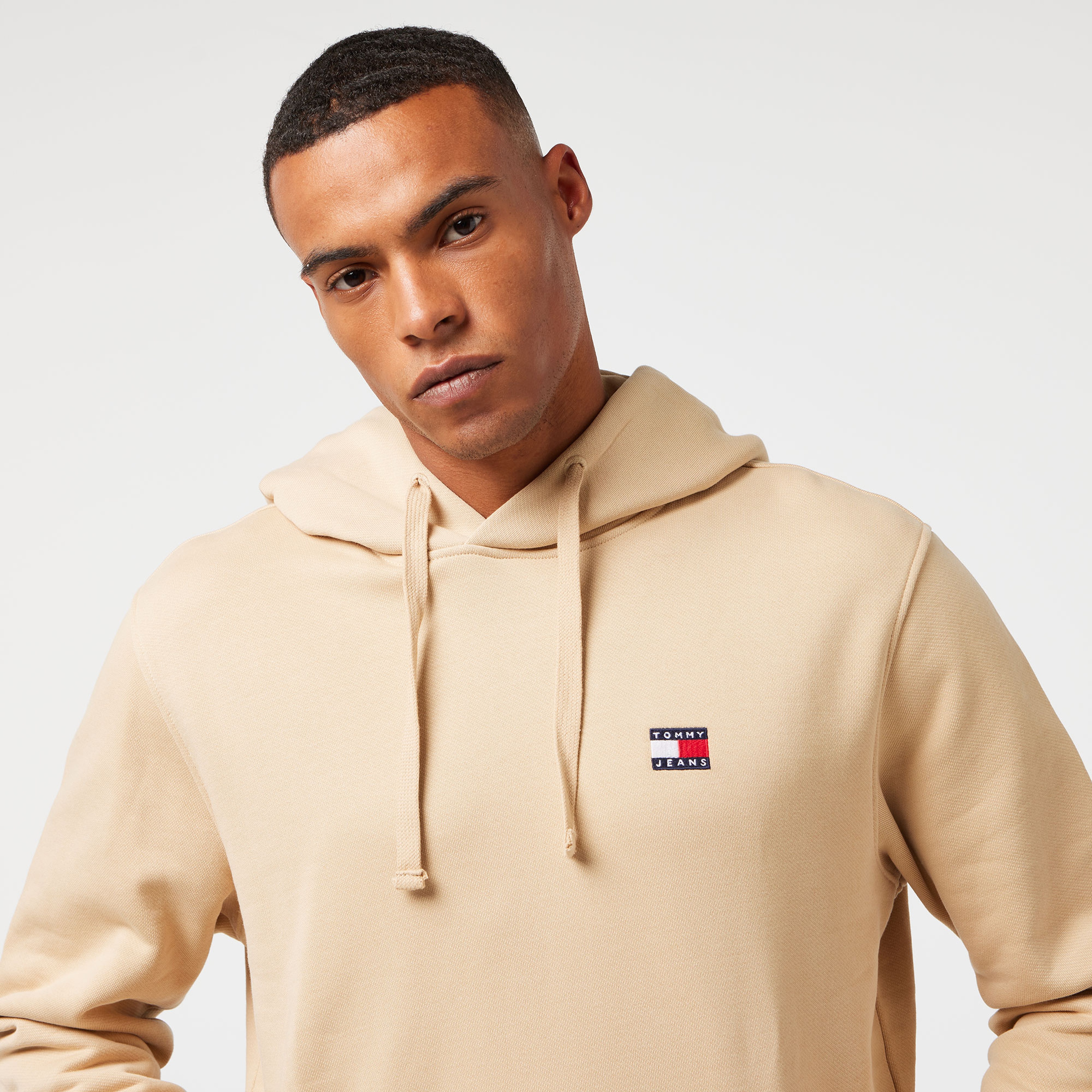 Tommy Hilfiger Jeans Badge Erkek Bej Hoodie