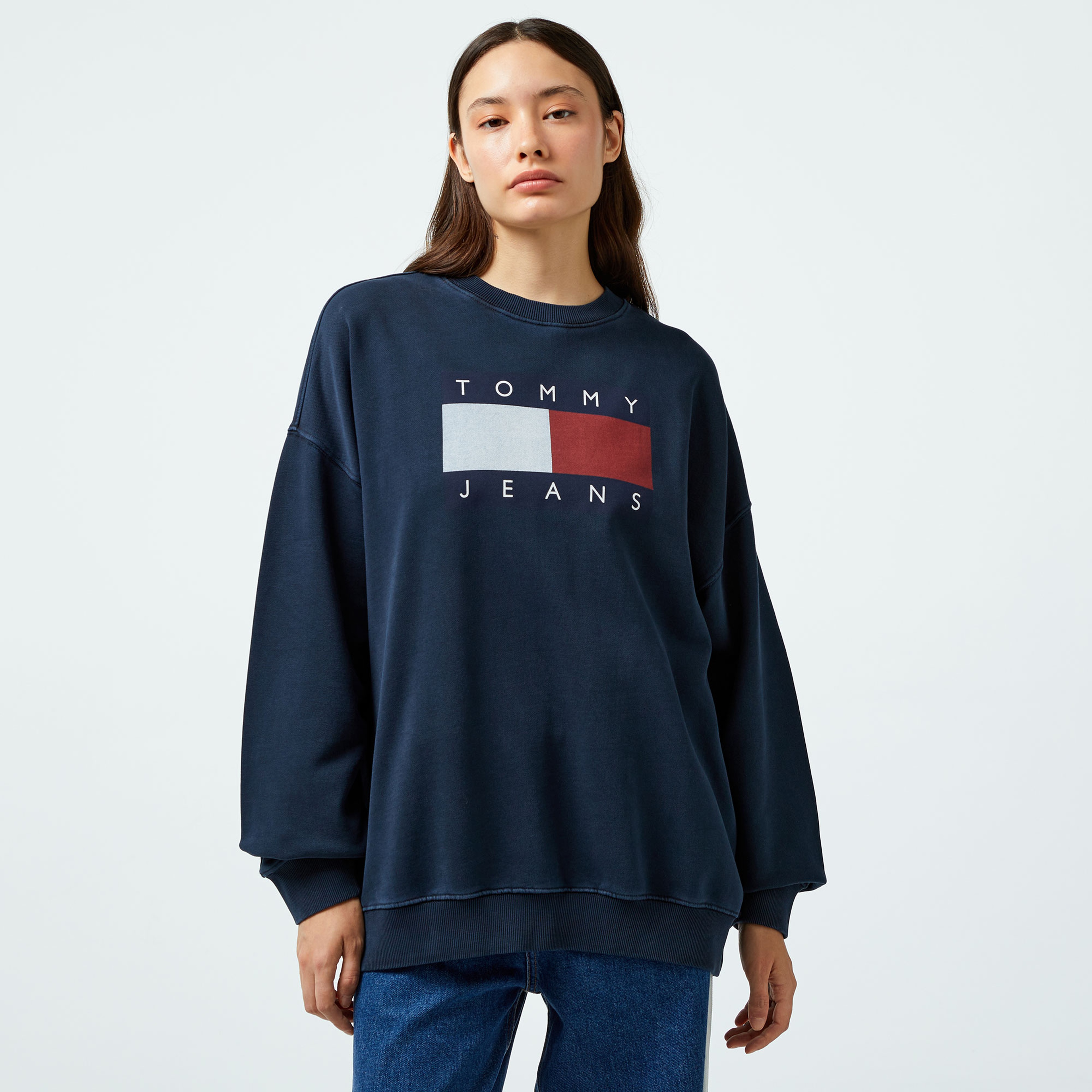 Tommy Jeans Kadın Mavi Sweatshirt