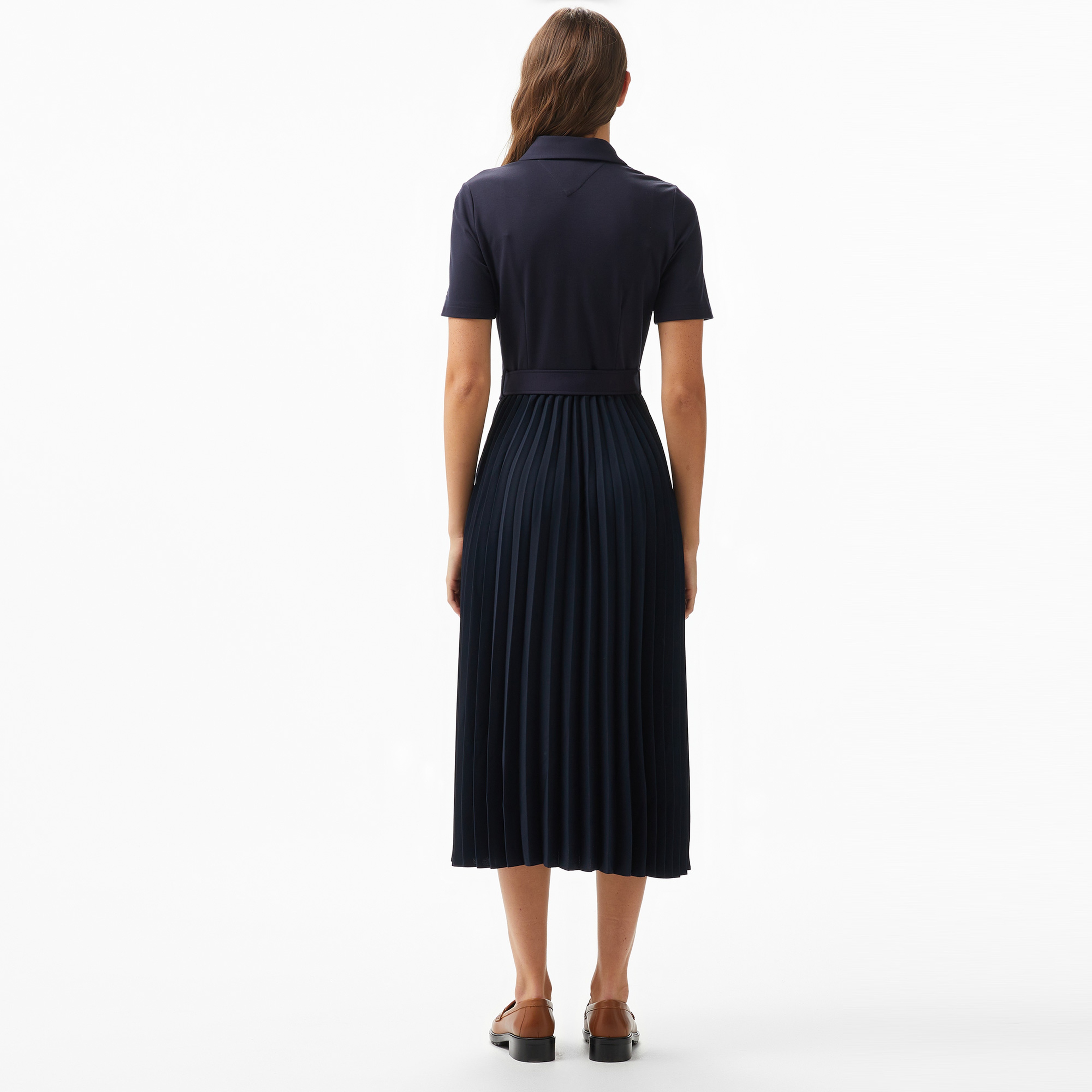 Tommy Hilfiger Mix Pleated Kadın Mavi Elbise