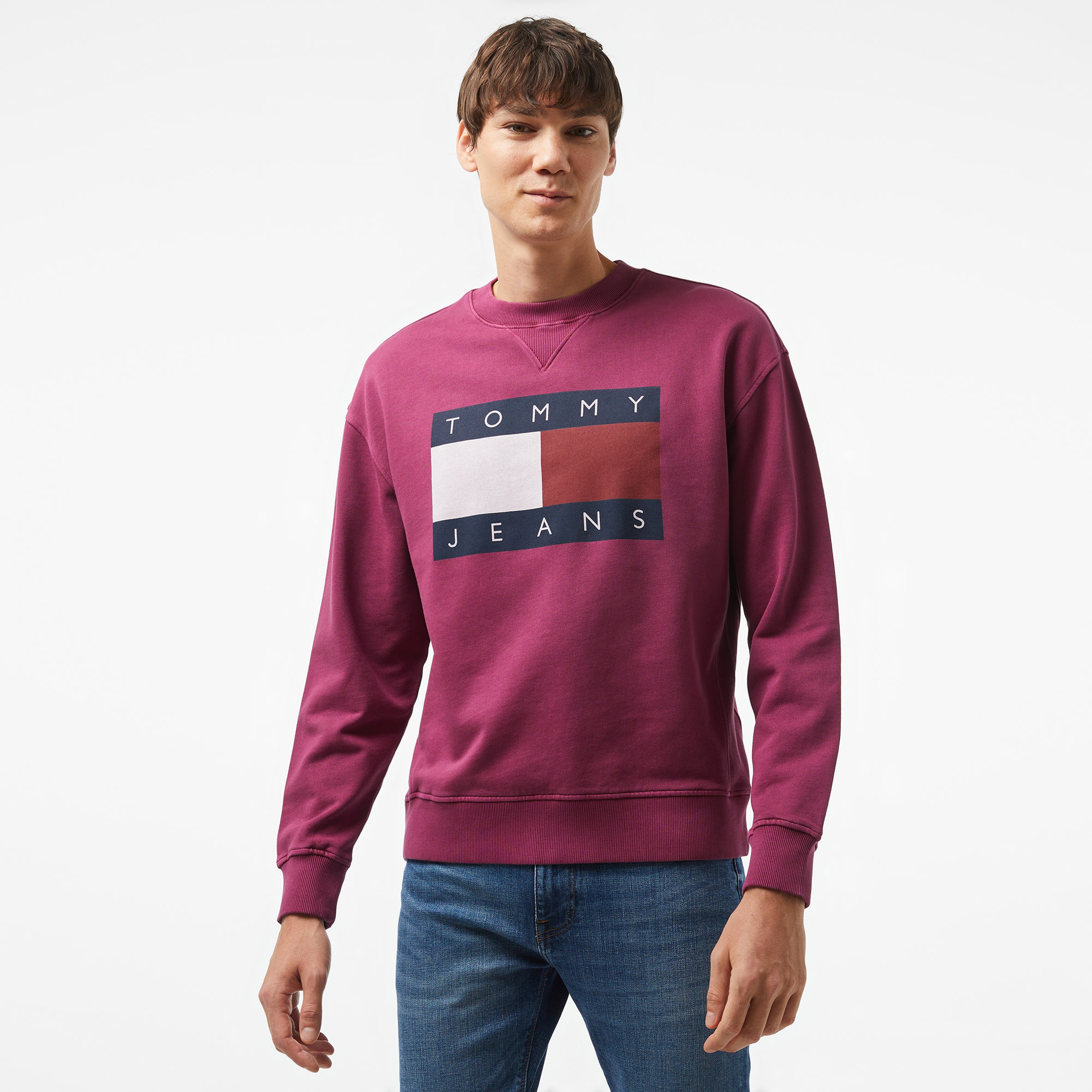 Tommy Jeans Erkek Mor Sweatshirt