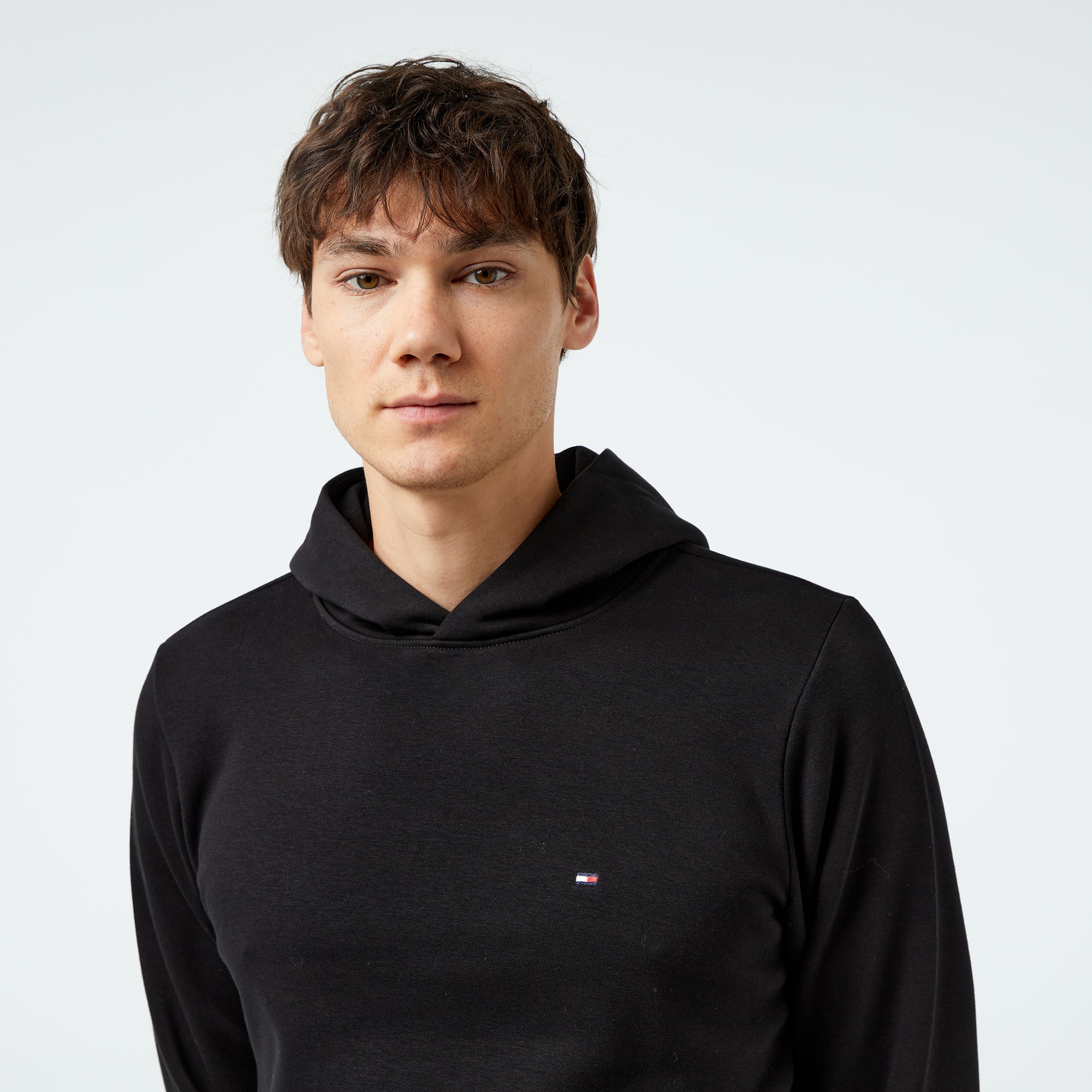 Tommy Hilfiger Flag Logo Erkek Siyah Hoodie