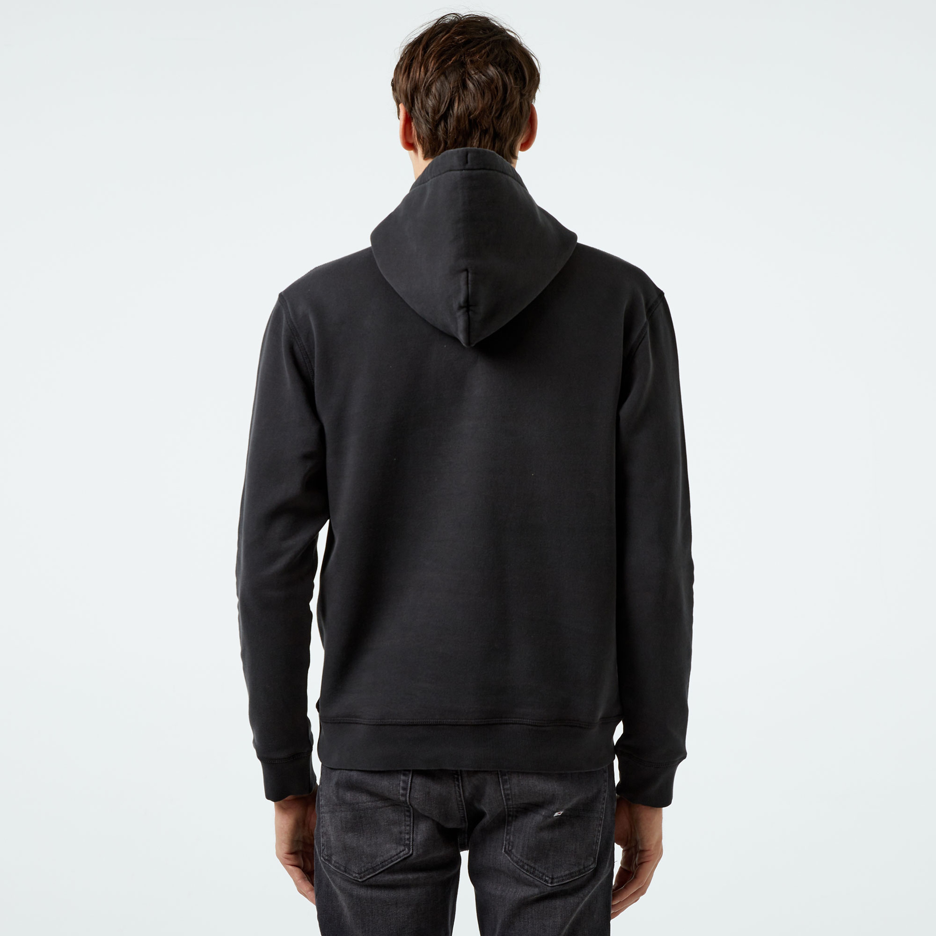 Tommy Hilfiger Flag Logo Erkek Siyah Hoodie