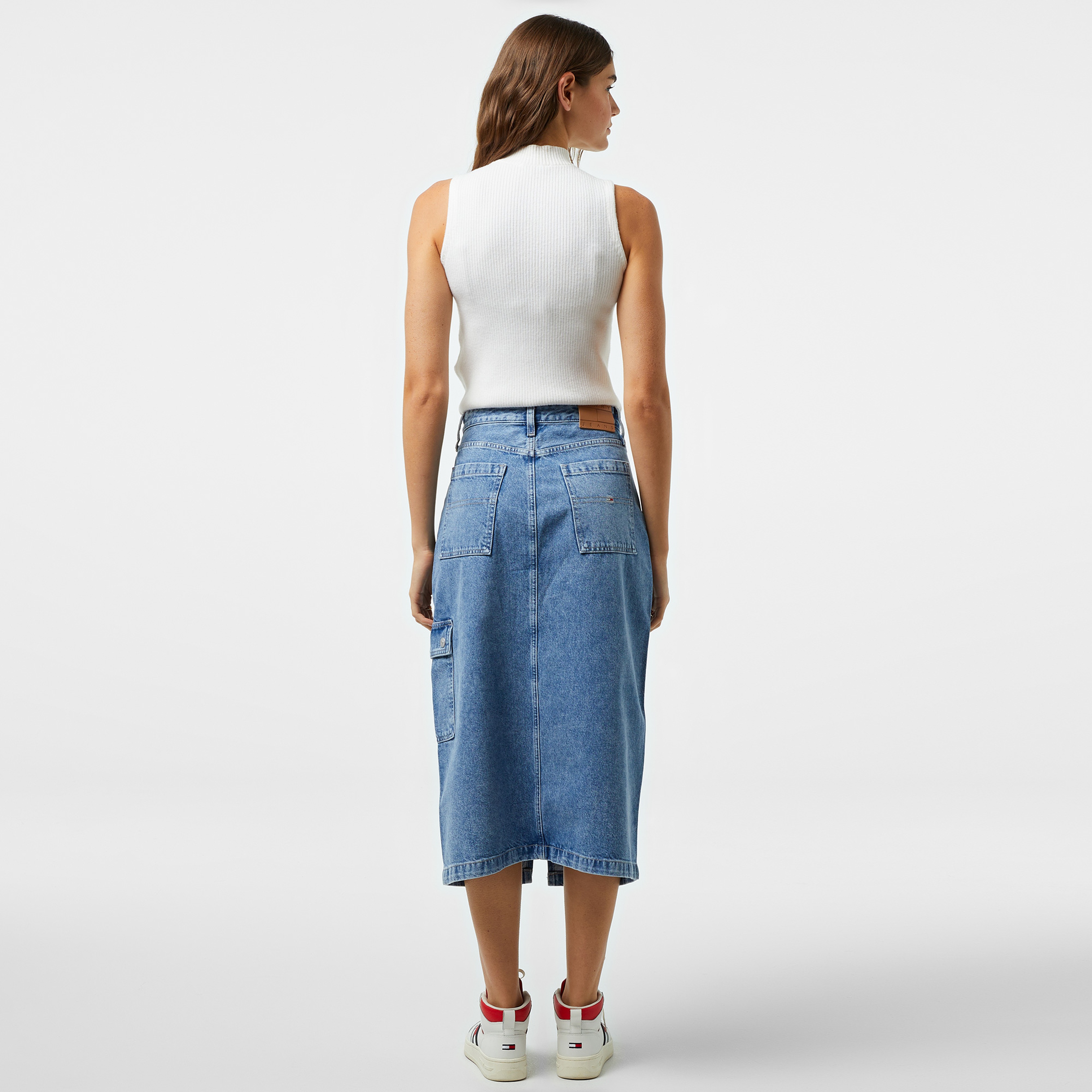 Tommy Hilfiger Jeans Claire Hgh Midi Kadın Mavi Etek