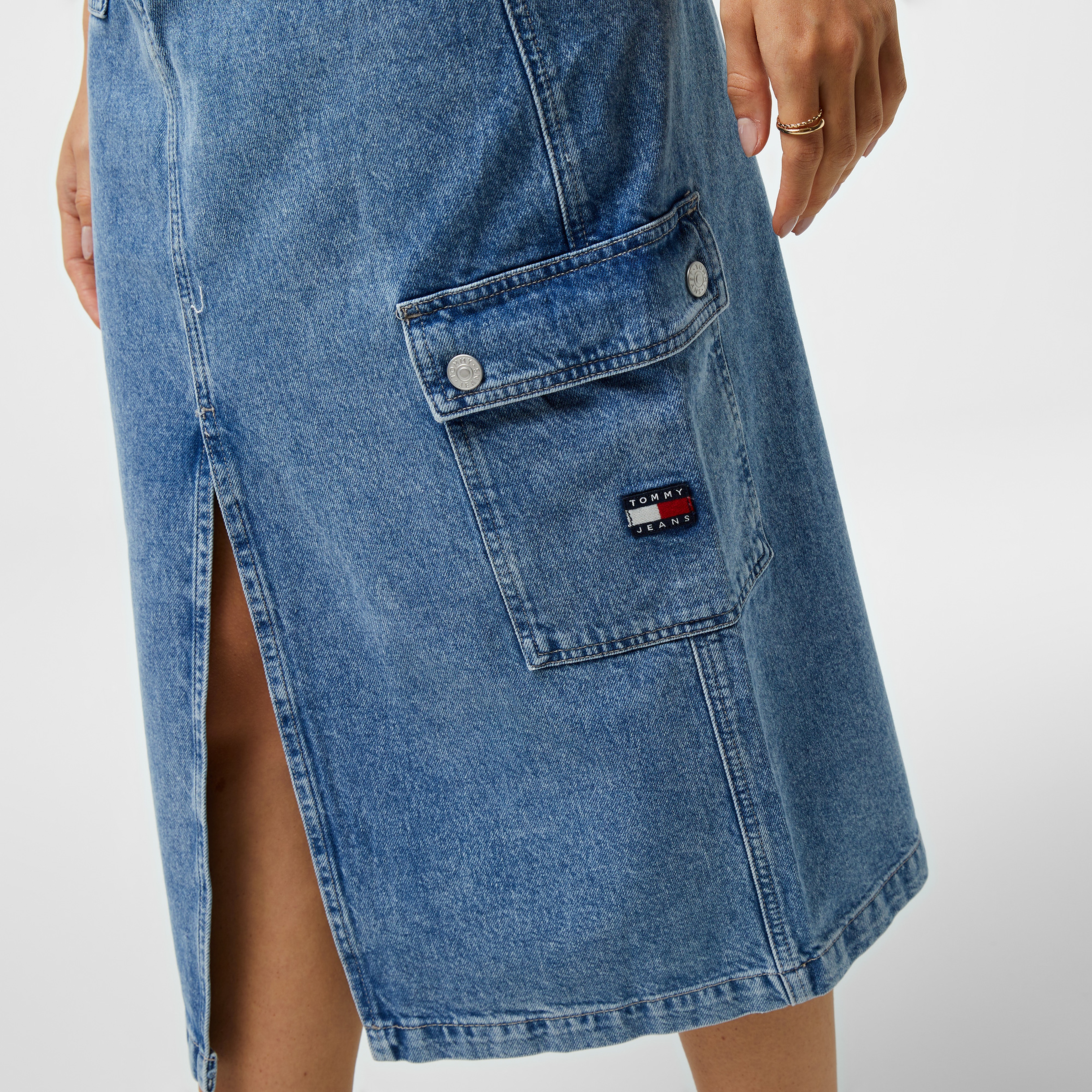 Tommy Hilfiger Jeans Claire Hgh Midi Kadın Mavi Etek