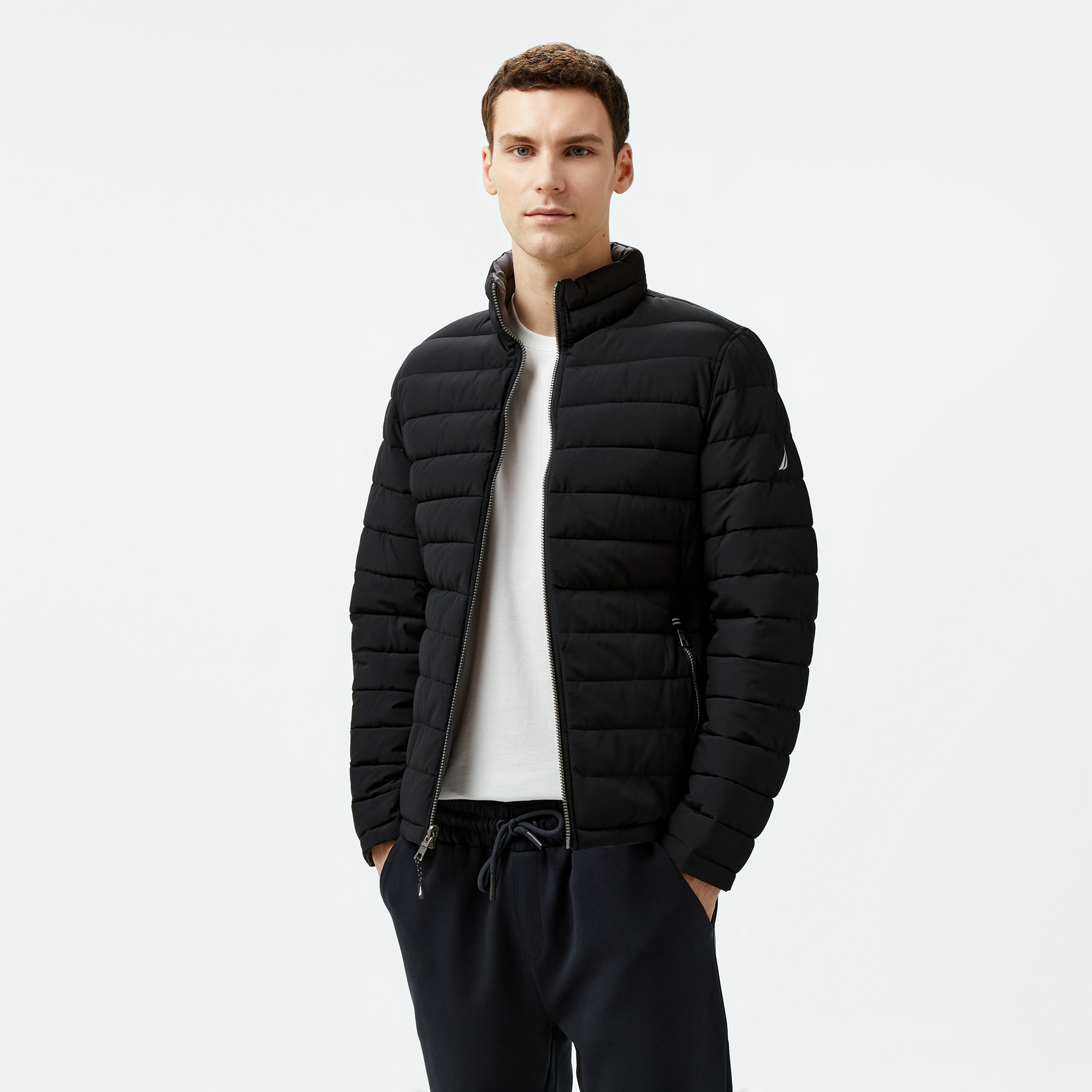 Nautica Erkek Siyah Regular Fit Çift Taraflı Mont