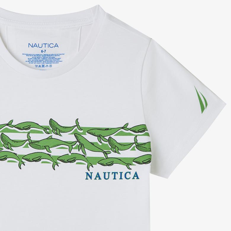 Nautica Erkek Çocuk Beyaz Regular Fit Baskılı T-Shirt