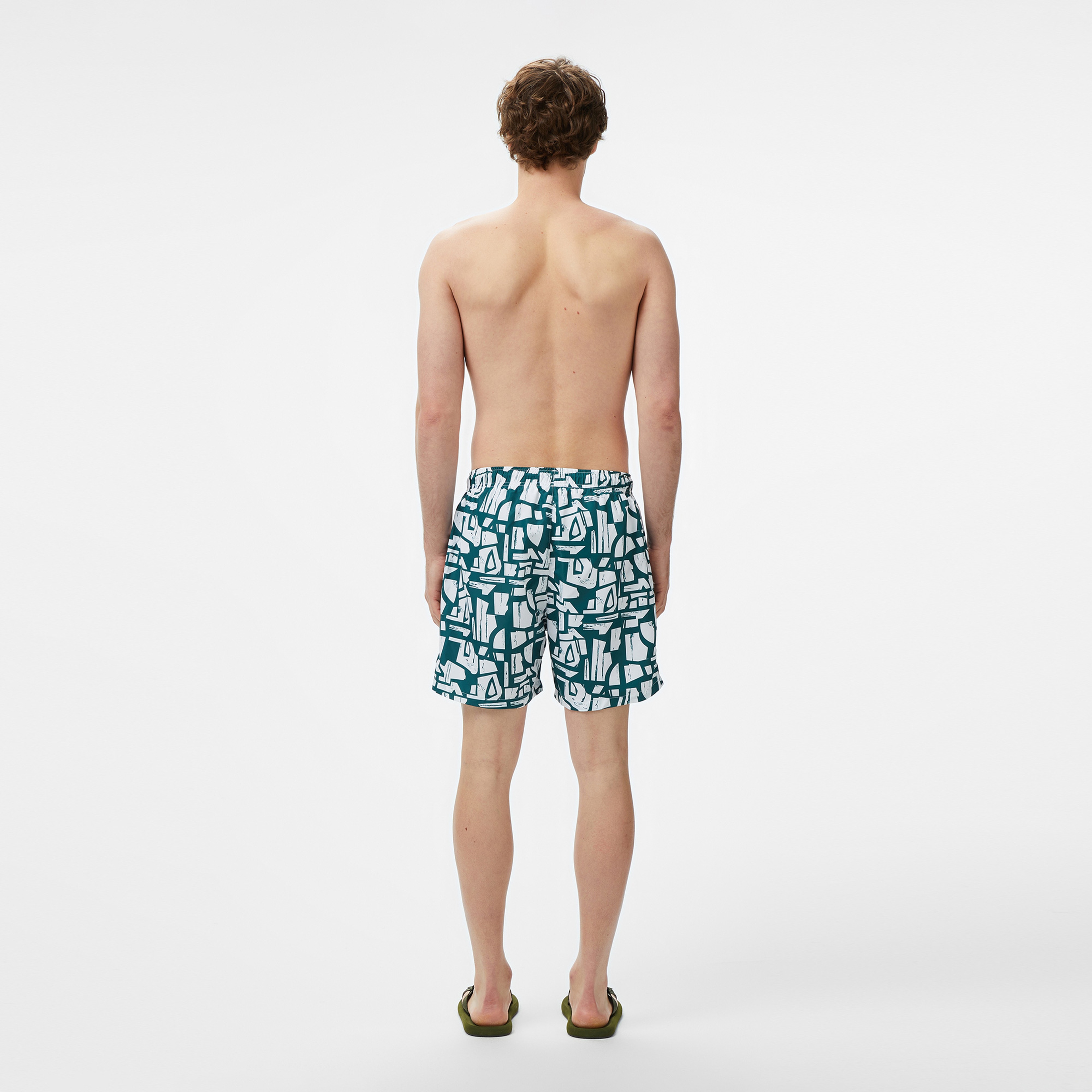 Nautica Erkek Yeşil Regular Fit Desenli Deniz Şortu