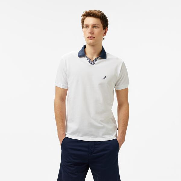 Nautica Erkek Beyaz Classic Fit Polo Yaka T-Shirt