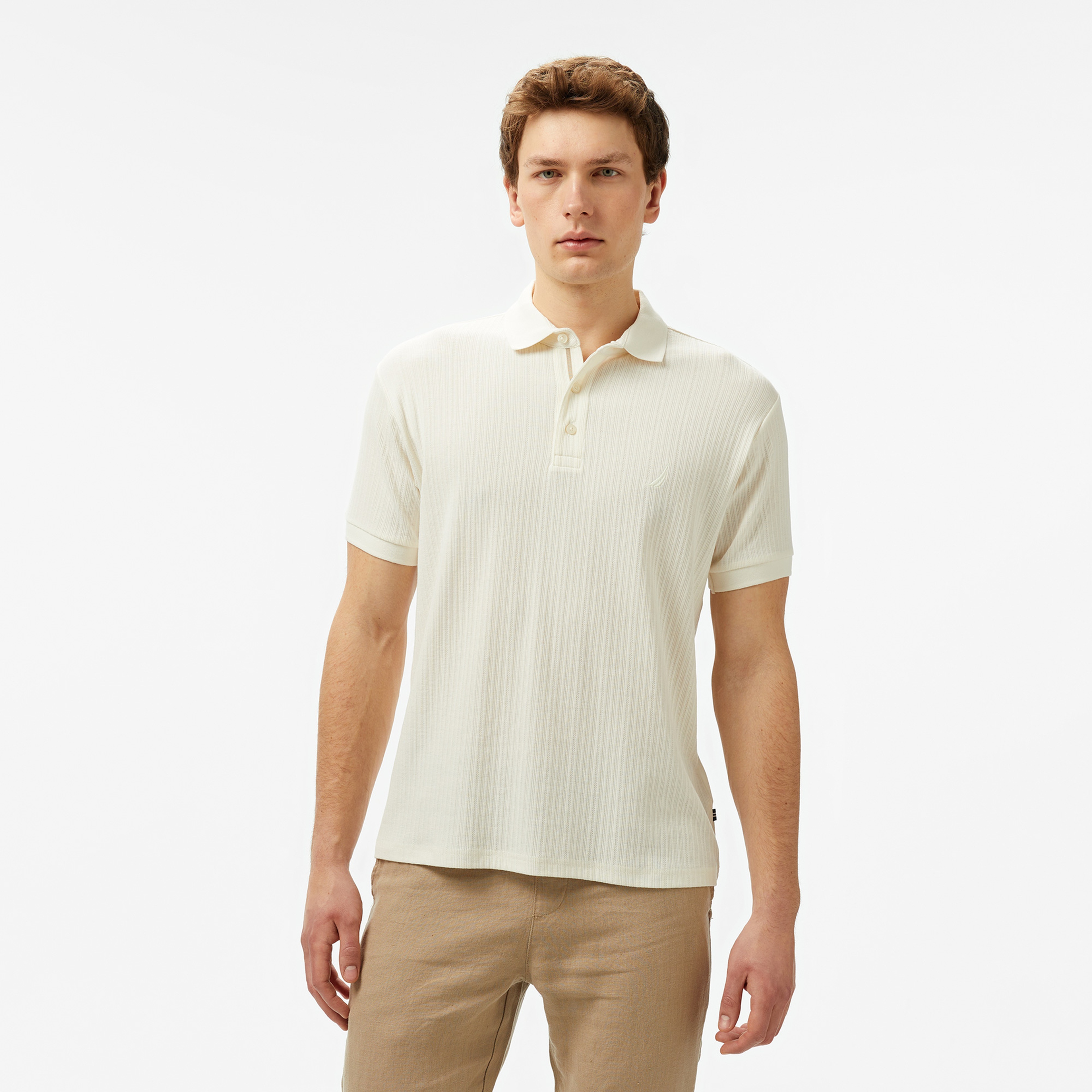 Nautica Erkek Krem Classic Fit Polo Yaka T-Shirt