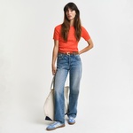 GANT Kadın Turuncu Slim Fit Bisiklet Yaka Kısa Kollu Kazak