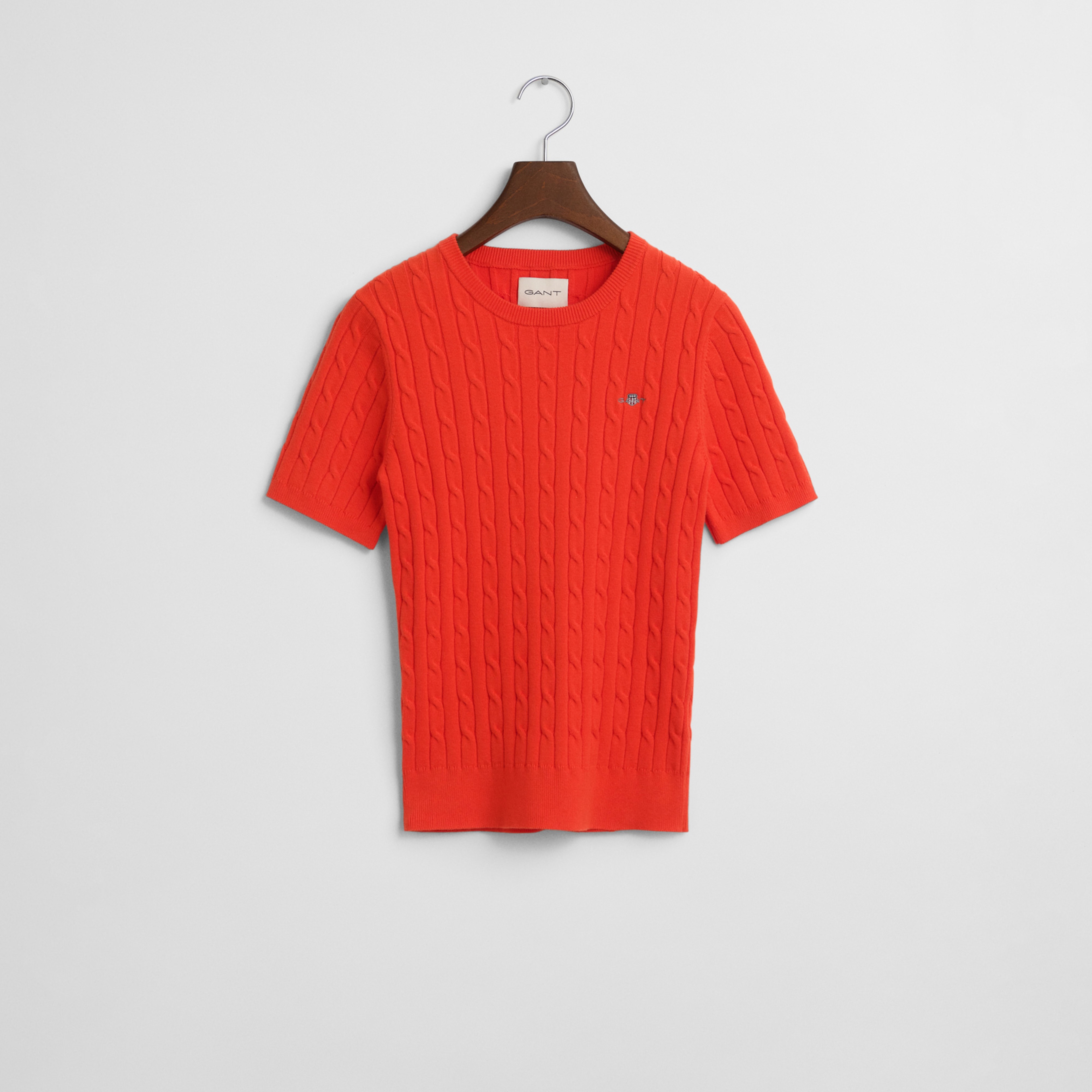 GANT Kadın Turuncu Slim Fit Bisiklet Yaka Kısa Kollu Kazak