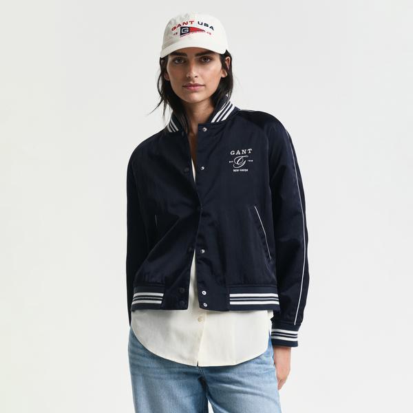 GANT Kadın Lacivert Regular Fit Hakim Yaka Logolu Bomber Ceket