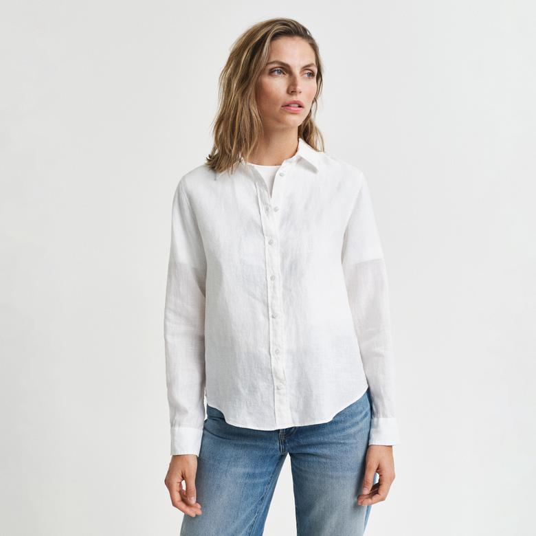 GANT Kadın Beyaz Regular Fit Klasik Yaka Gömlek