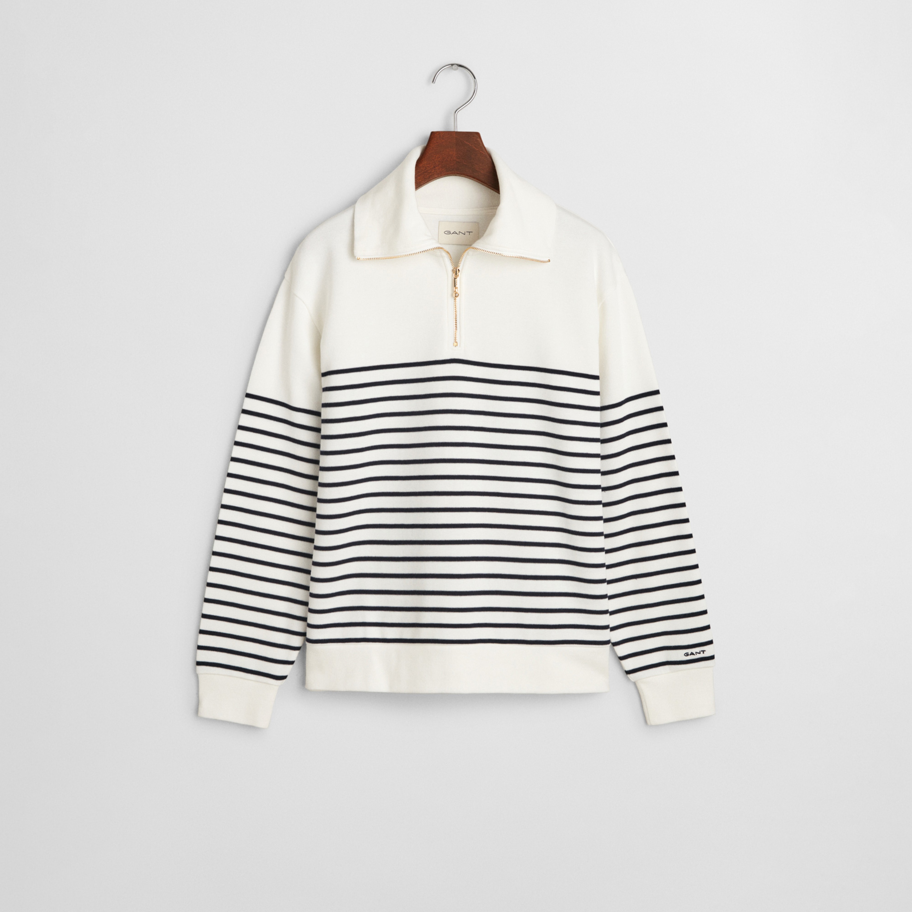 GANT Kadın Krem Relaxed Fit Çizgili Sweatshirt