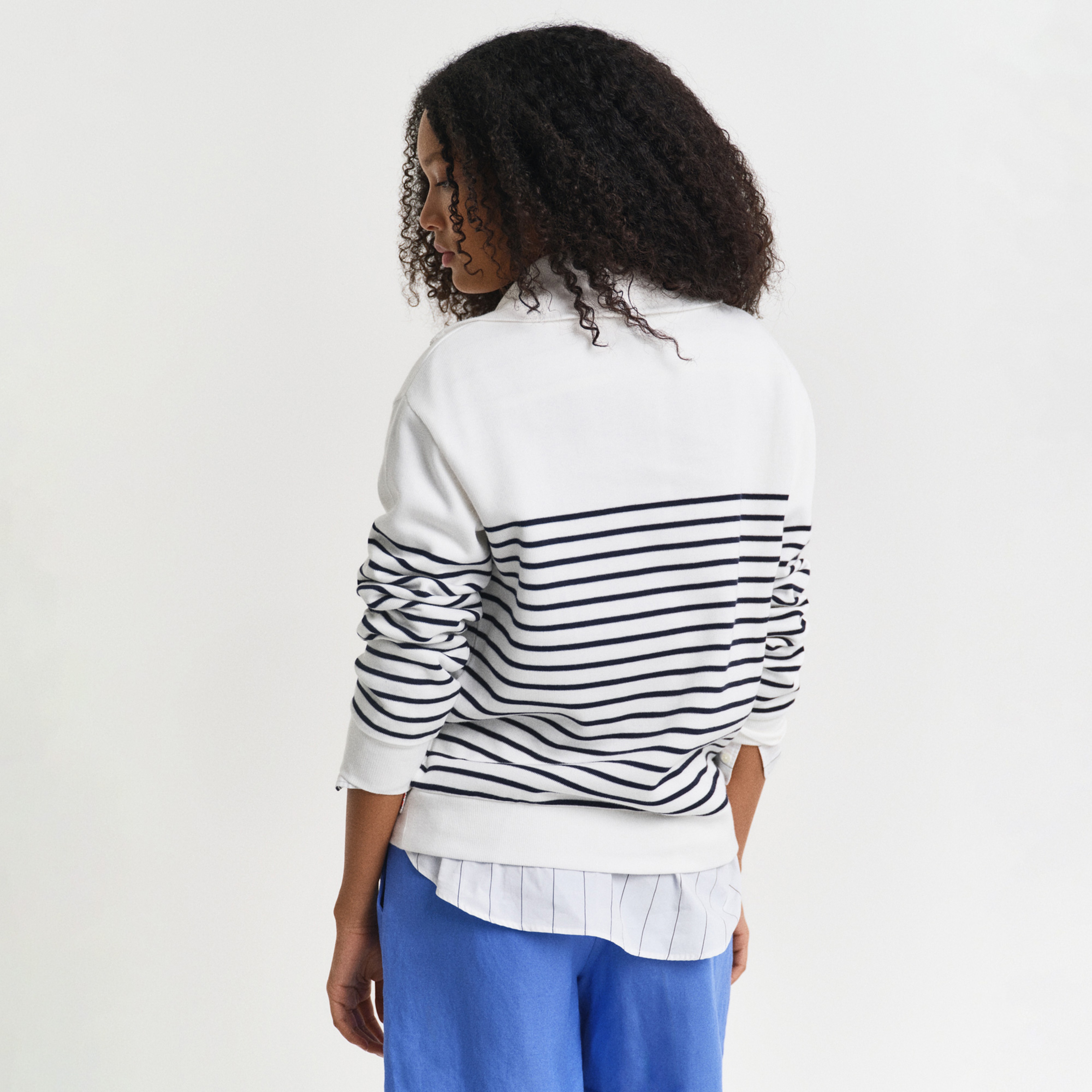 GANT Kadın Krem Relaxed Fit Çizgili Sweatshirt