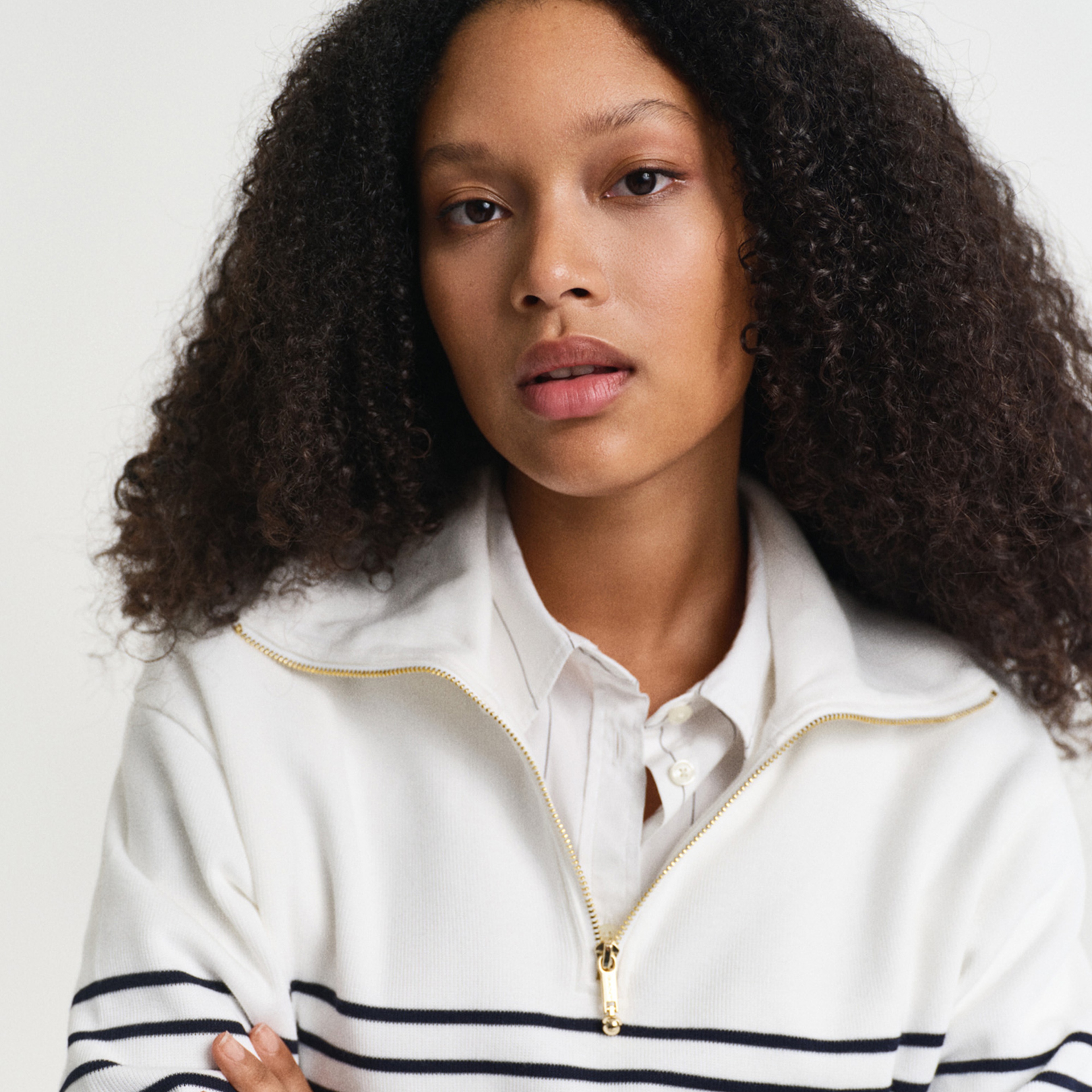 GANT Kadın Krem Relaxed Fit Çizgili Sweatshirt