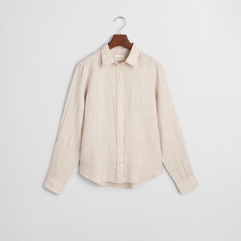 GANT Kadın Bej Regular Fit Klasik Yaka Gömlek