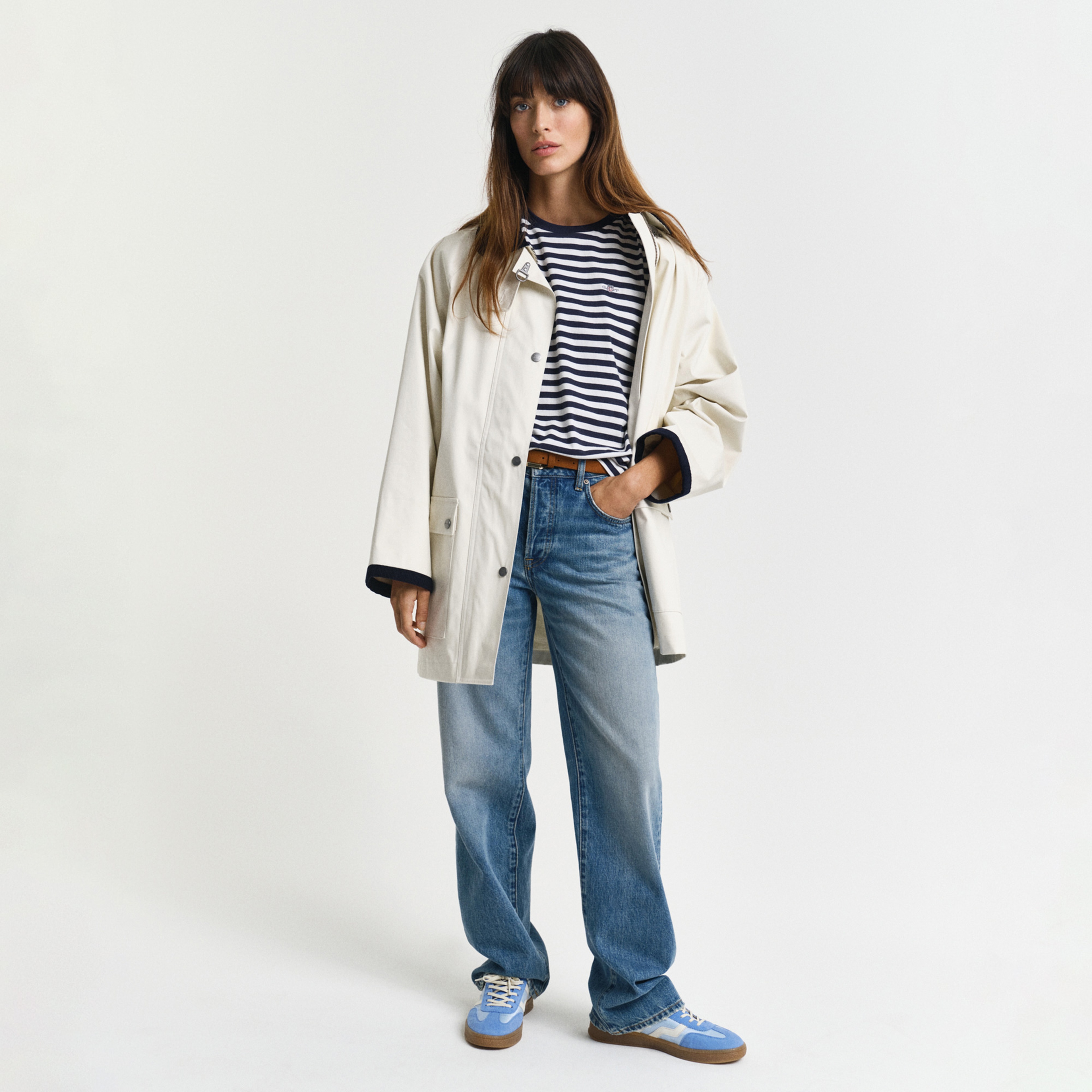 GANT Kadın Mavi Bisiklet Yaka Regular Fit T-Shirt