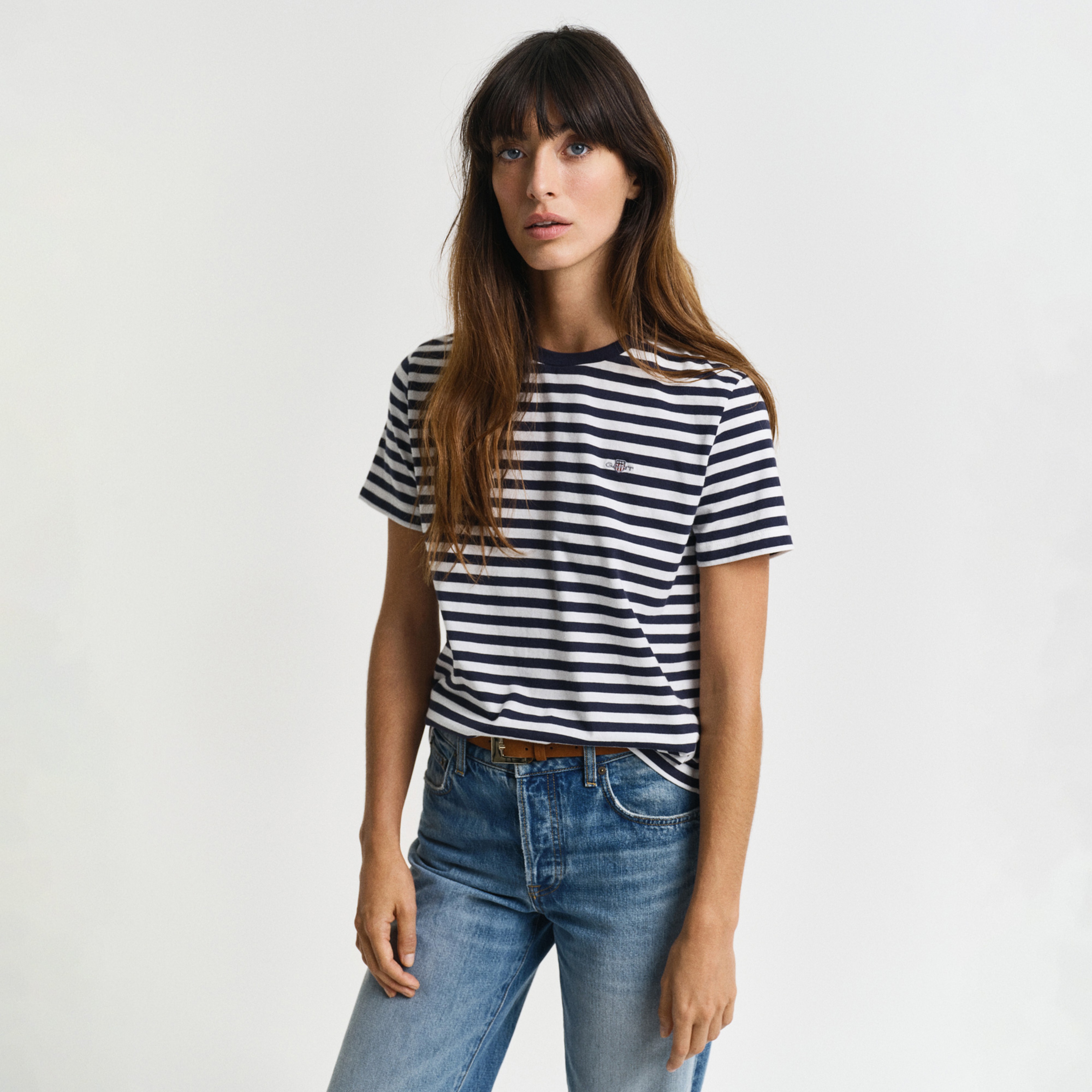 GANT Kadın Mavi Bisiklet Yaka Regular Fit T-Shirt