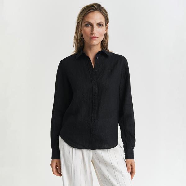 GANT Kadın Siyah Regular Fit Klasik Yaka Gömlek