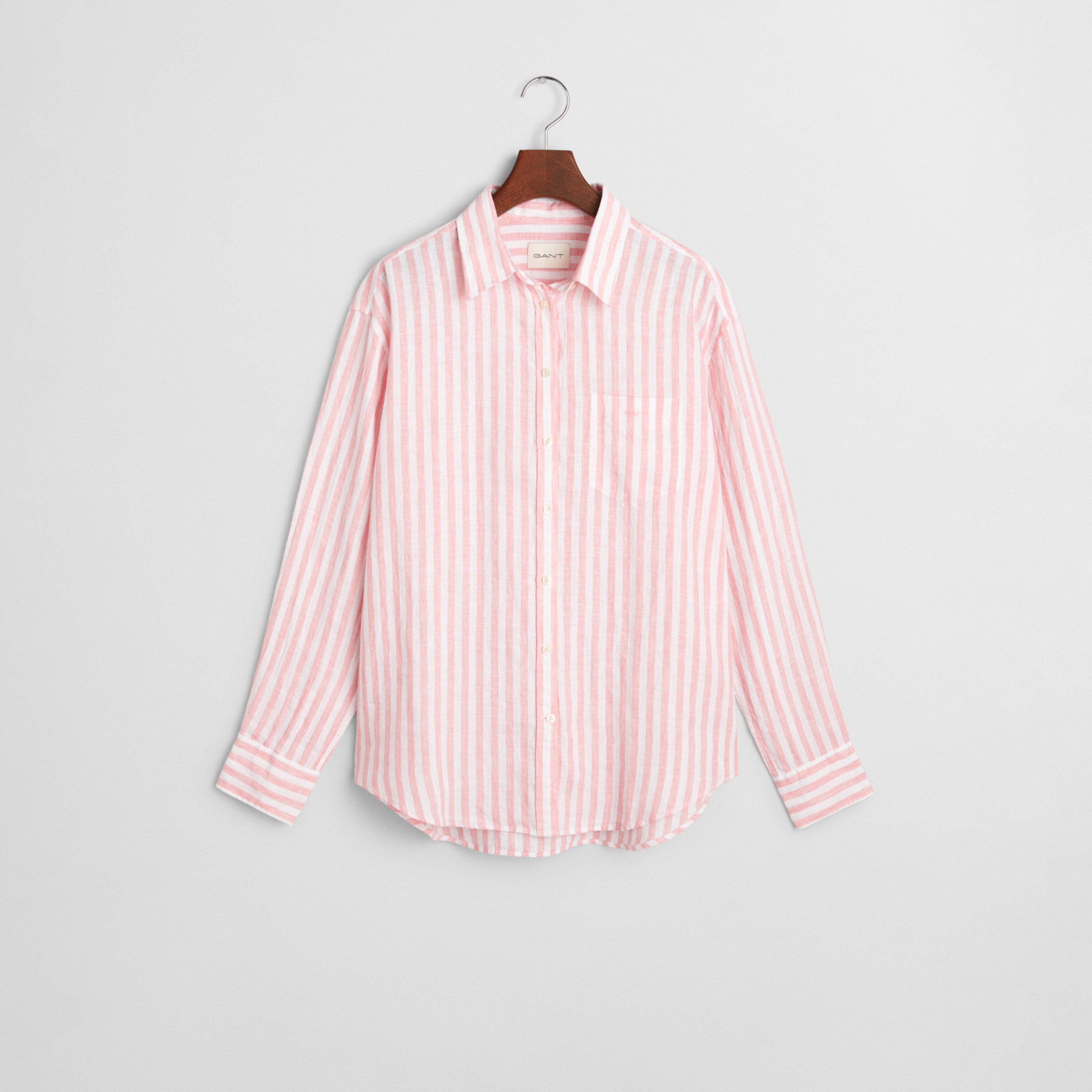 GANT Kadın Pembe Relaxed Fit Klasik Yaka Çizgili Gömlek