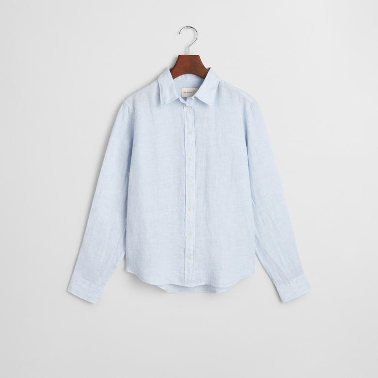 GANT Kadın Mavi Regular Fit Klasik Yaka Gömlek