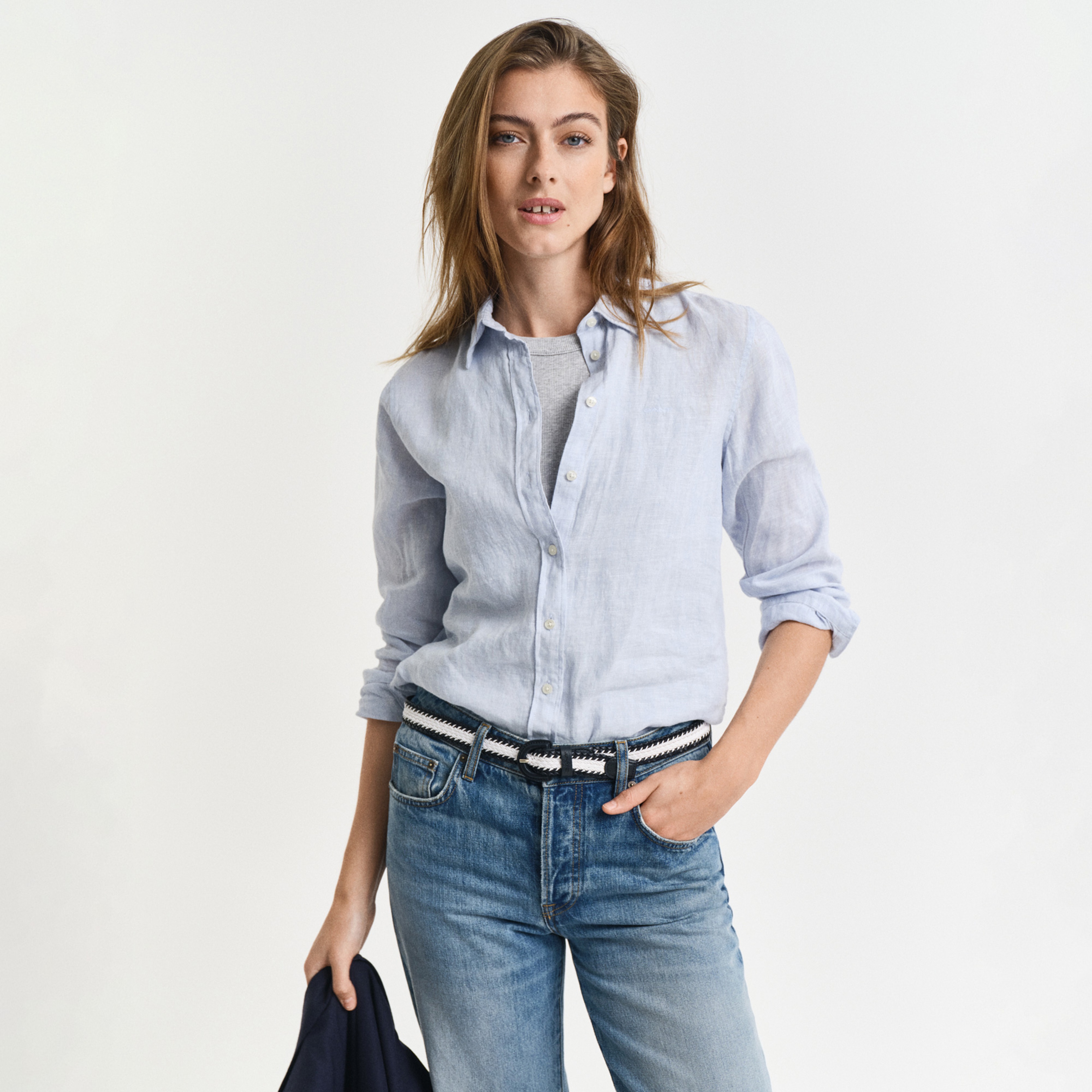 GANT Kadın Mavi Regular Fit Klasik Yaka Gömlek