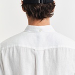 GANT Erkek Beyaz Regular Fit Düğmeli Yaka Keten Gömlek