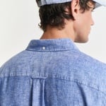 GANT Erkek Lacivert Regular Fit Düğmeli Yaka Keten Gömlek