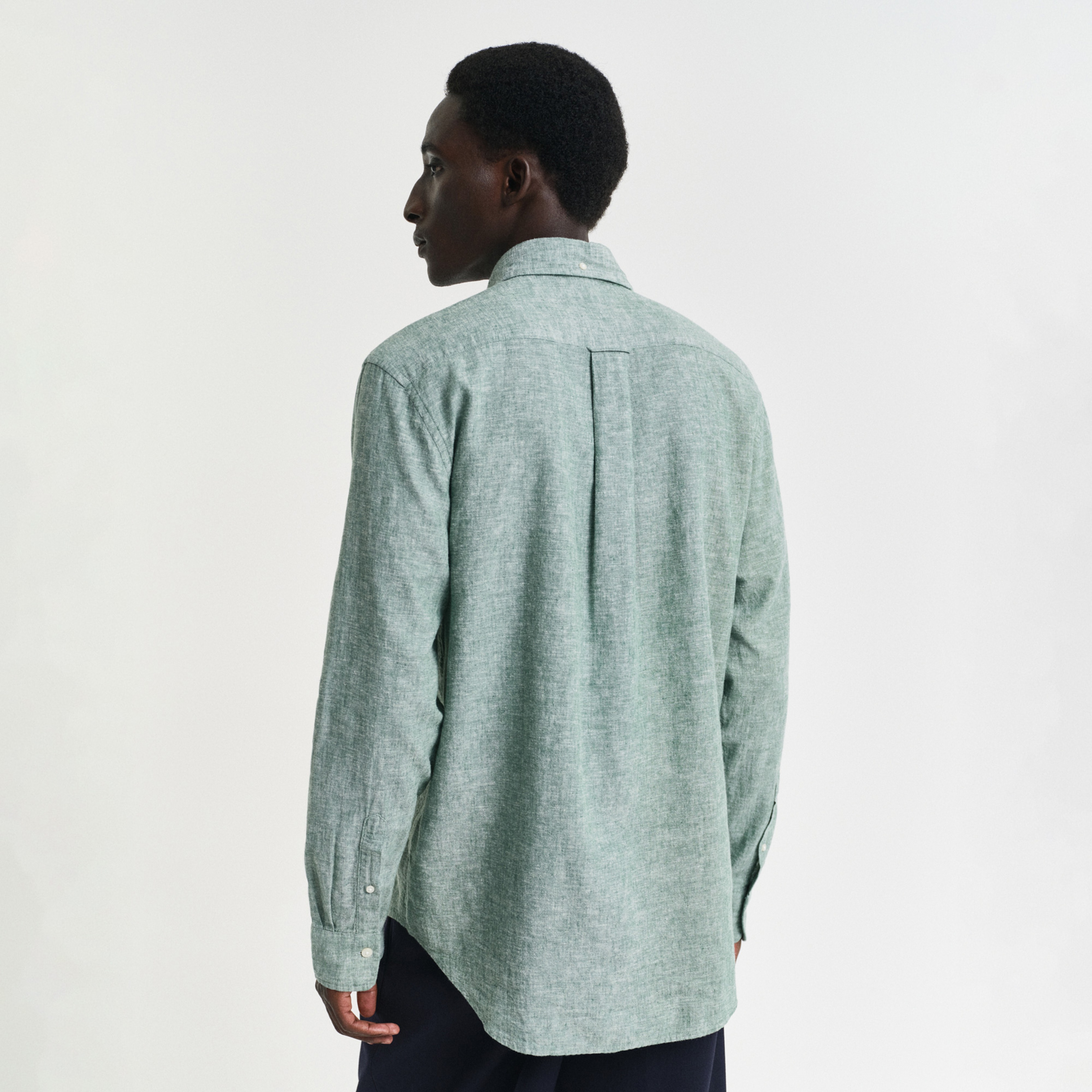 GANT Erkek Yeşil Regular Fit Düğmeli Yaka Keten Gömlek