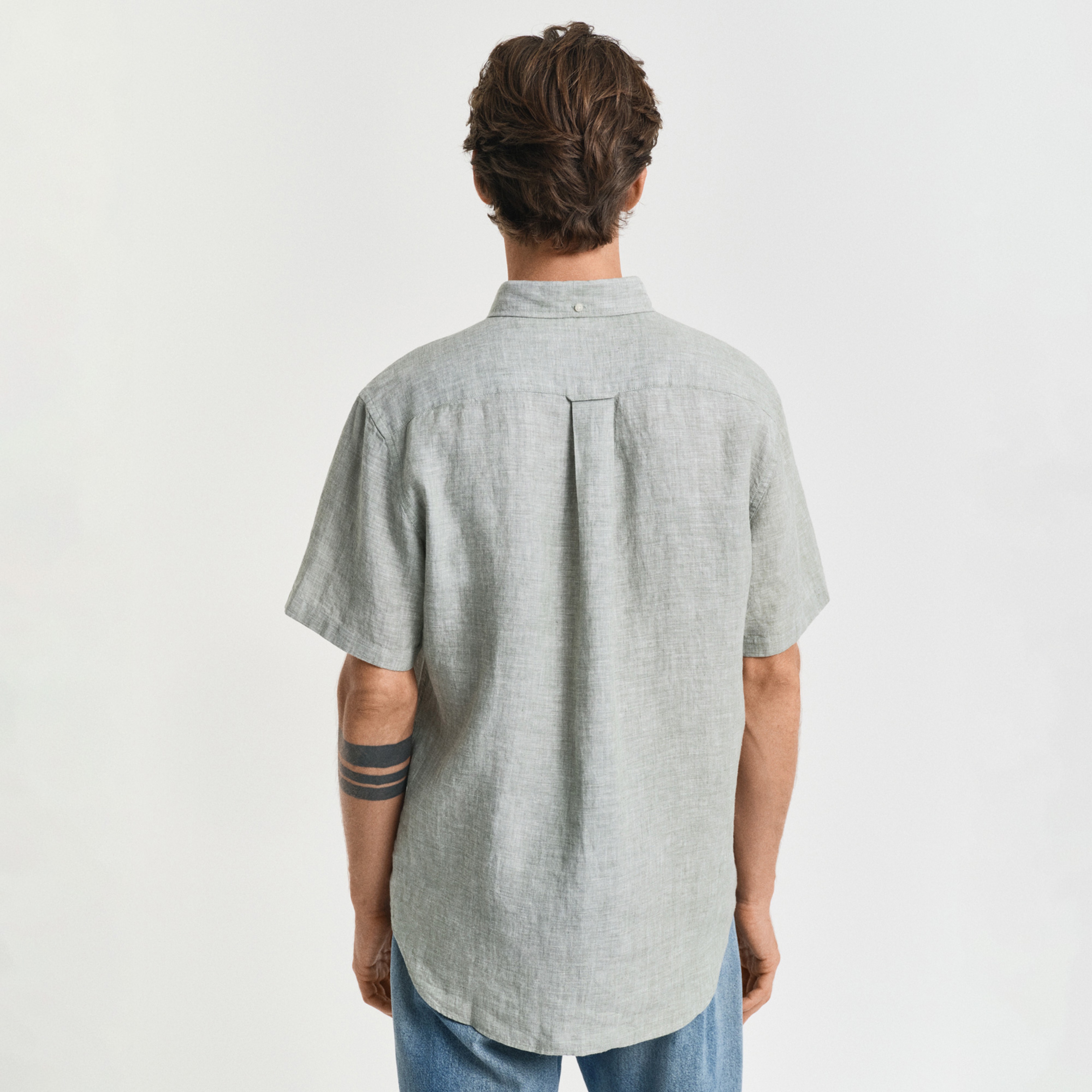 GANT Erkek Yeşil Regular Fit Düğmeli Yaka Keten Gömlek