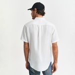 GANT Erkek Beyaz Regular Fit Düğmeli Yaka Keten Gömlek