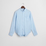 GANT Erkek Mavi Regular Fit Düğmeli Yaka Keten Gömlek