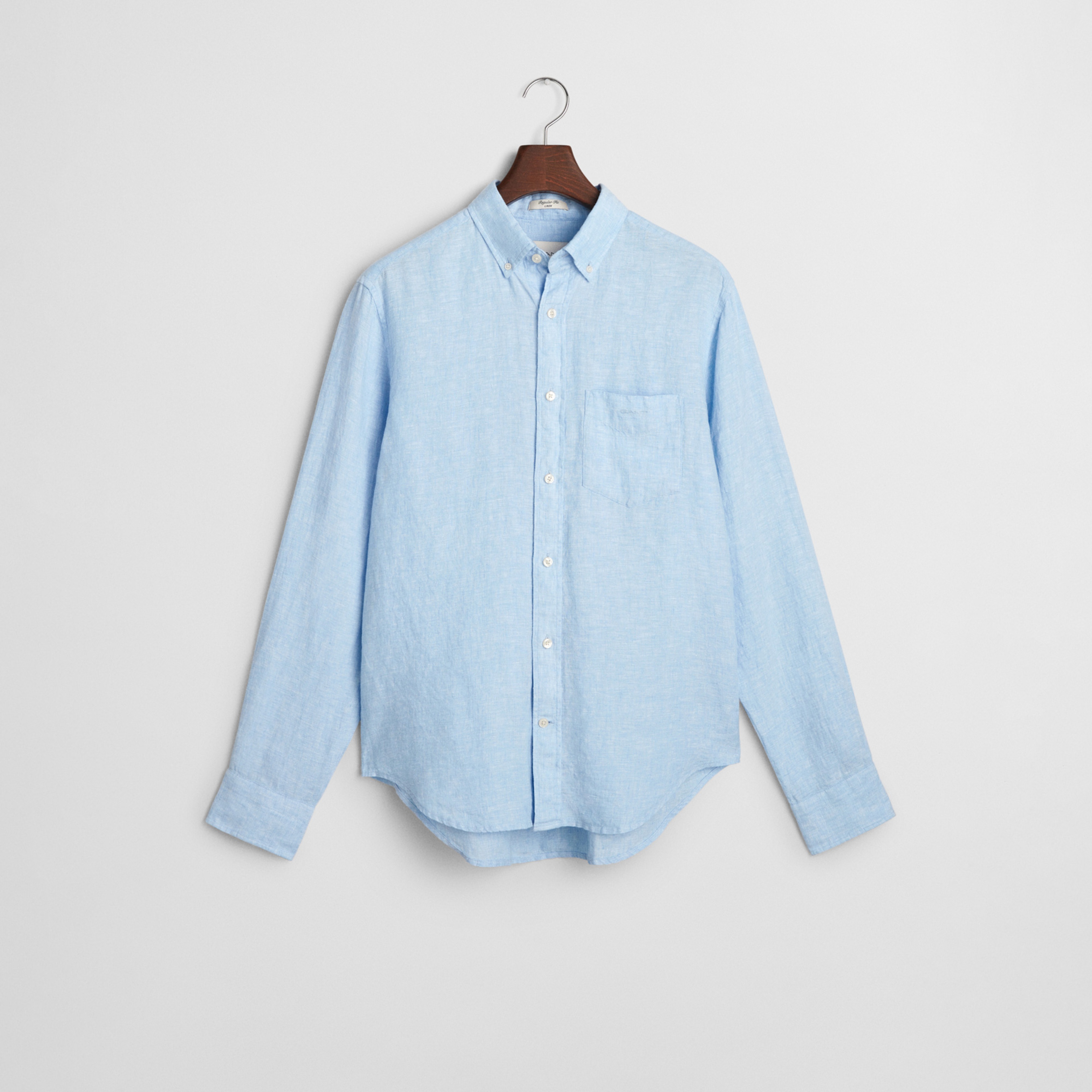 GANT Erkek Mavi Regular Fit Düğmeli Yaka Keten Gömlek