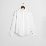 GANT Erkek Beyaz Regular Fit Düğmeli Yaka Keten Gömlek