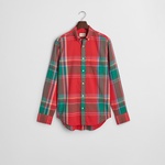 GANT Erkek Kırmızı Regular Fit Düğmeli Yaka Kareli Gömlek