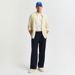 GANT Erkek Sarı Regular Fit Düğmeli Yaka Çizgili Keten Gömlek