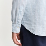 GANT Erkek Mavi Regular Fit Düğmeli Yaka Çizgili Keten Gömlek