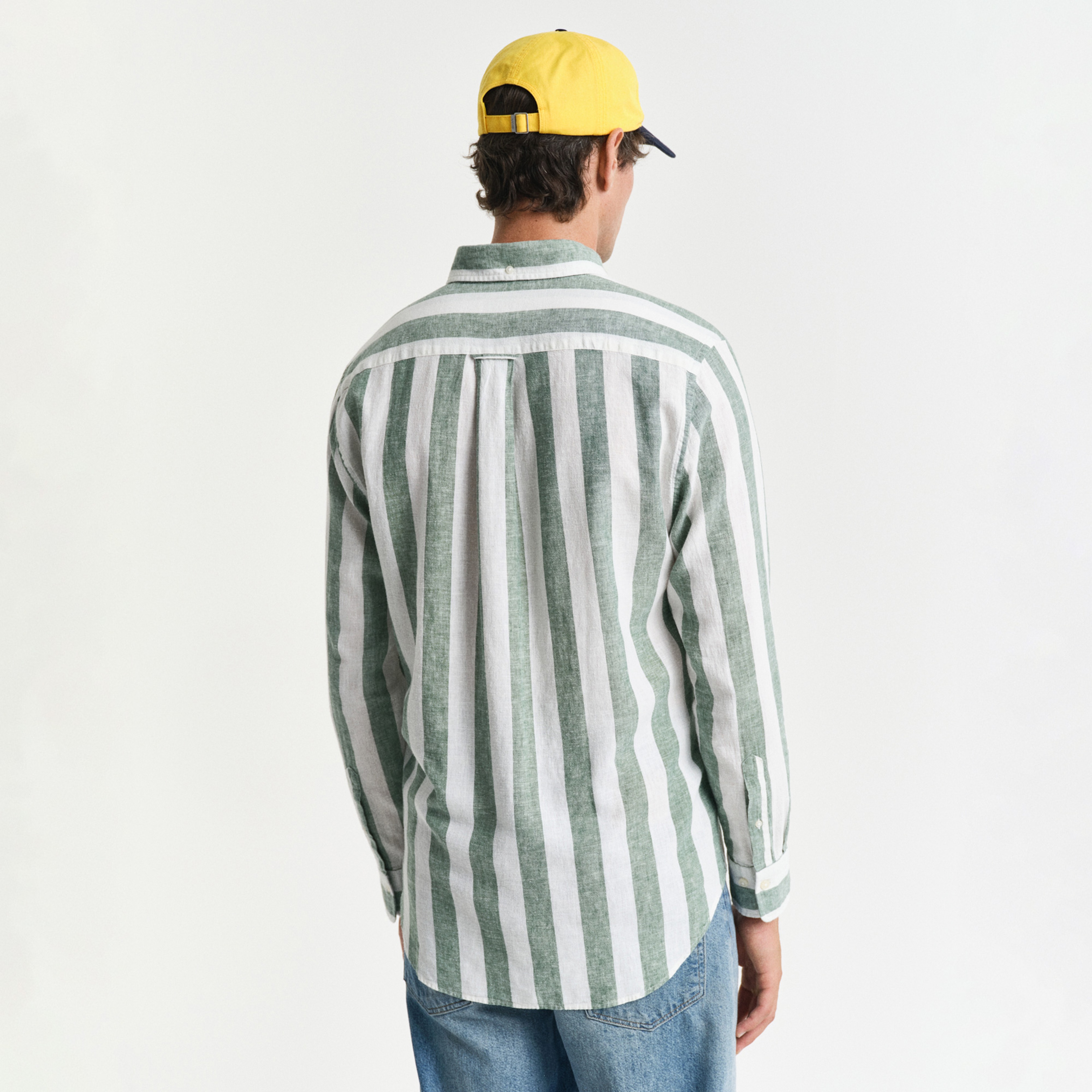 GANT Erkek Yeşil Regular Fit Düğmeli Yaka Çizgili Gömlek