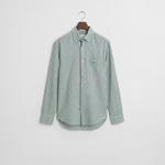 GANT Erkek Yeşil Regular Fit Düğmeli Yaka Çizgili Keten Gömlek