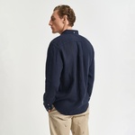 GANT Erkek Lacivert Regular Fit Düğmeli Yaka Keten Gömlek