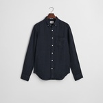 GANT Erkek Lacivert Regular Fit Düğmeli Yaka Keten Gömlek
