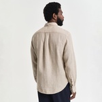 GANT Erkek Bej Regular Fit Düğmeli Yaka Keten Gömlek