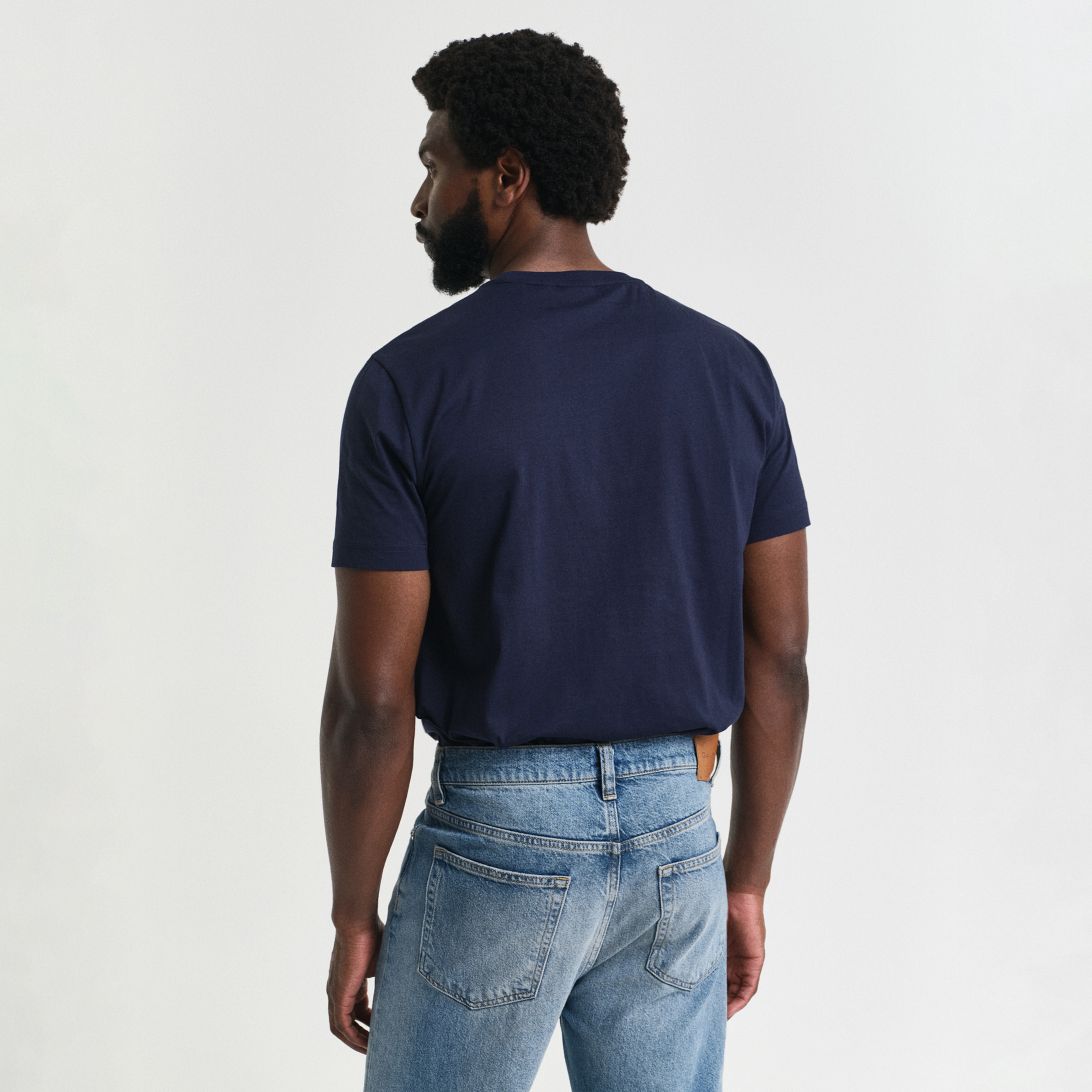 GANT Erkek Lacivert Regular Fit Bisiklet Yaka Logolu T-Shirt