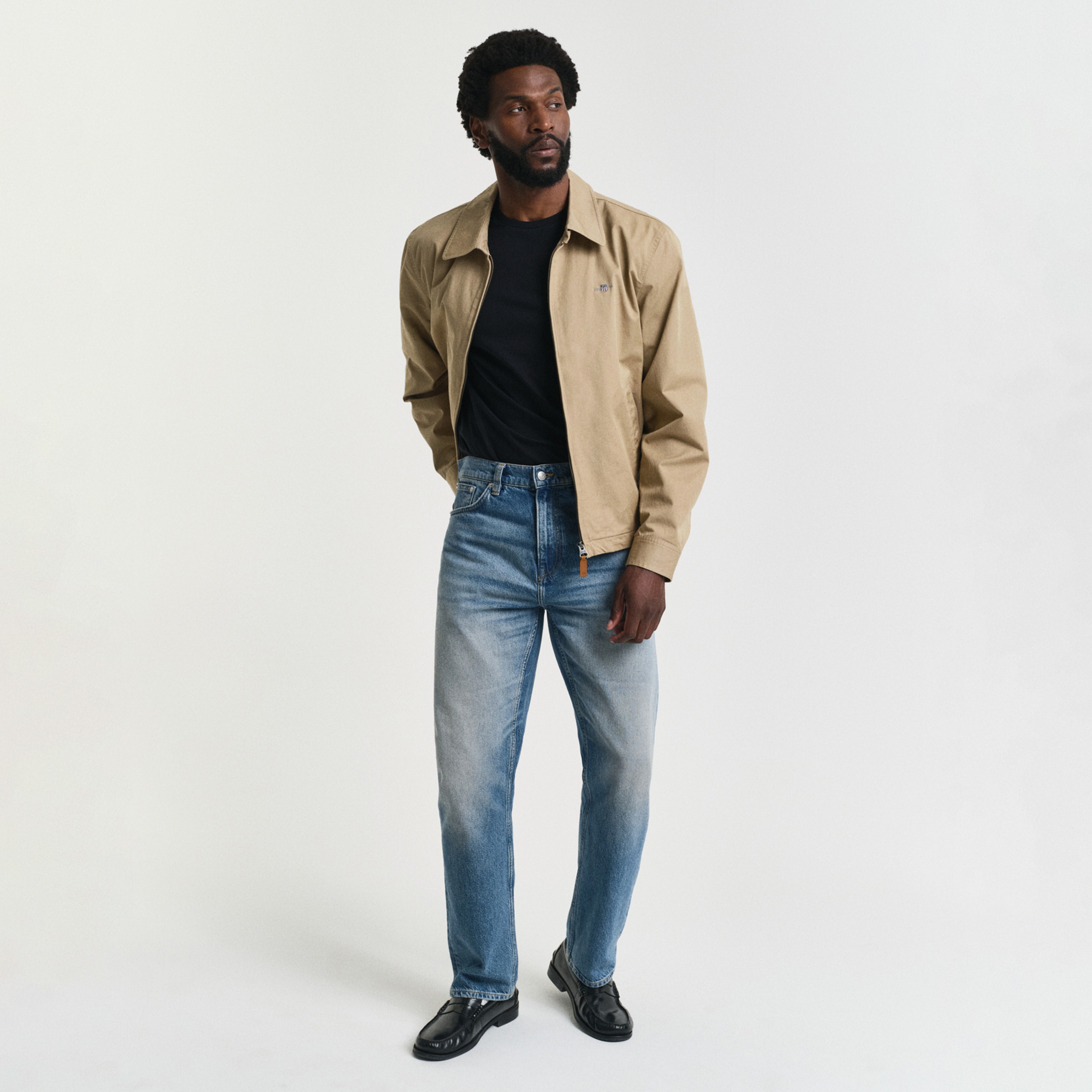 GANT Erkek Siyah Regular Fit Bisiklet Yaka Logolu T-Shirt