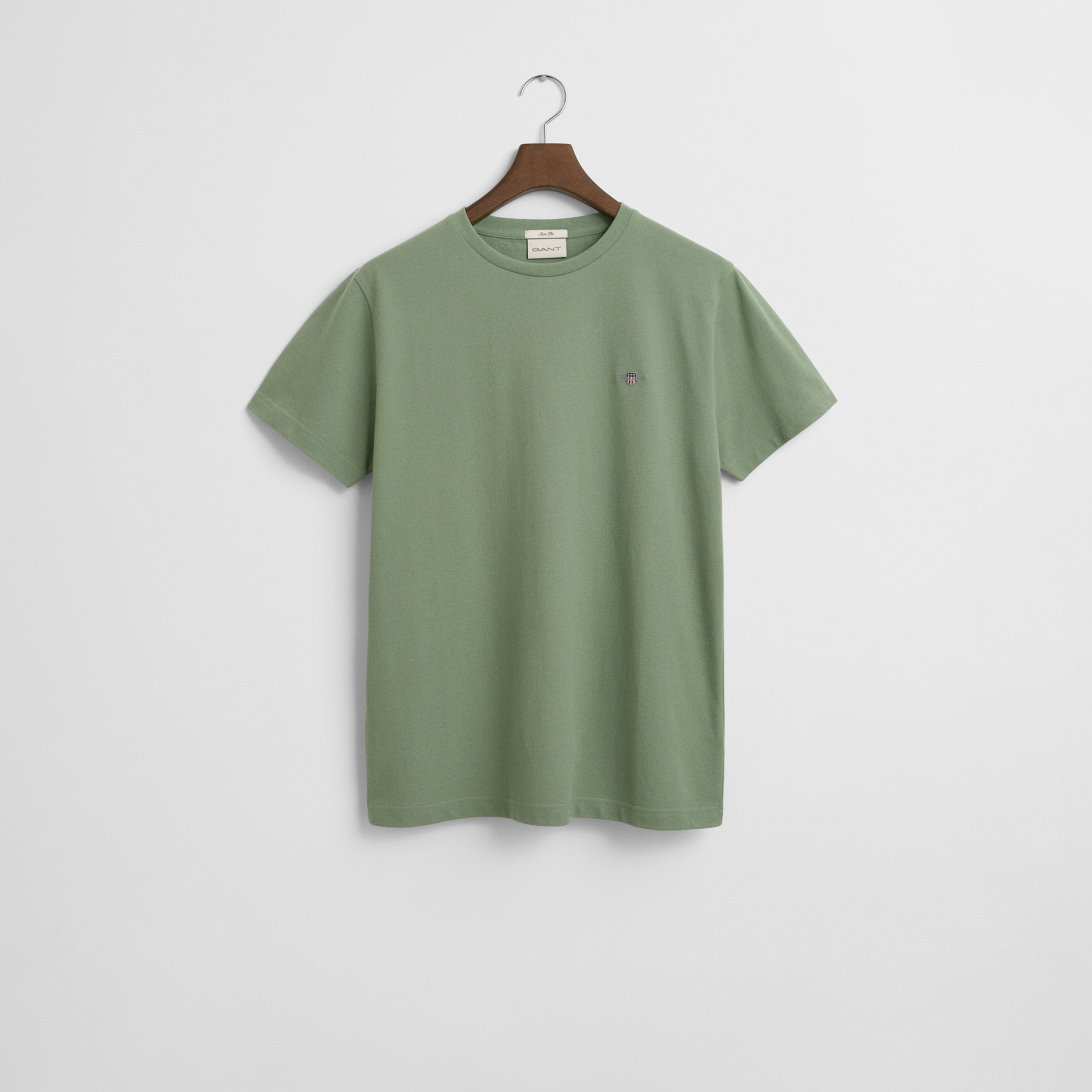 GANT Erkek Yeşil Slim Fit Bisiklet Yaka T-Shirt